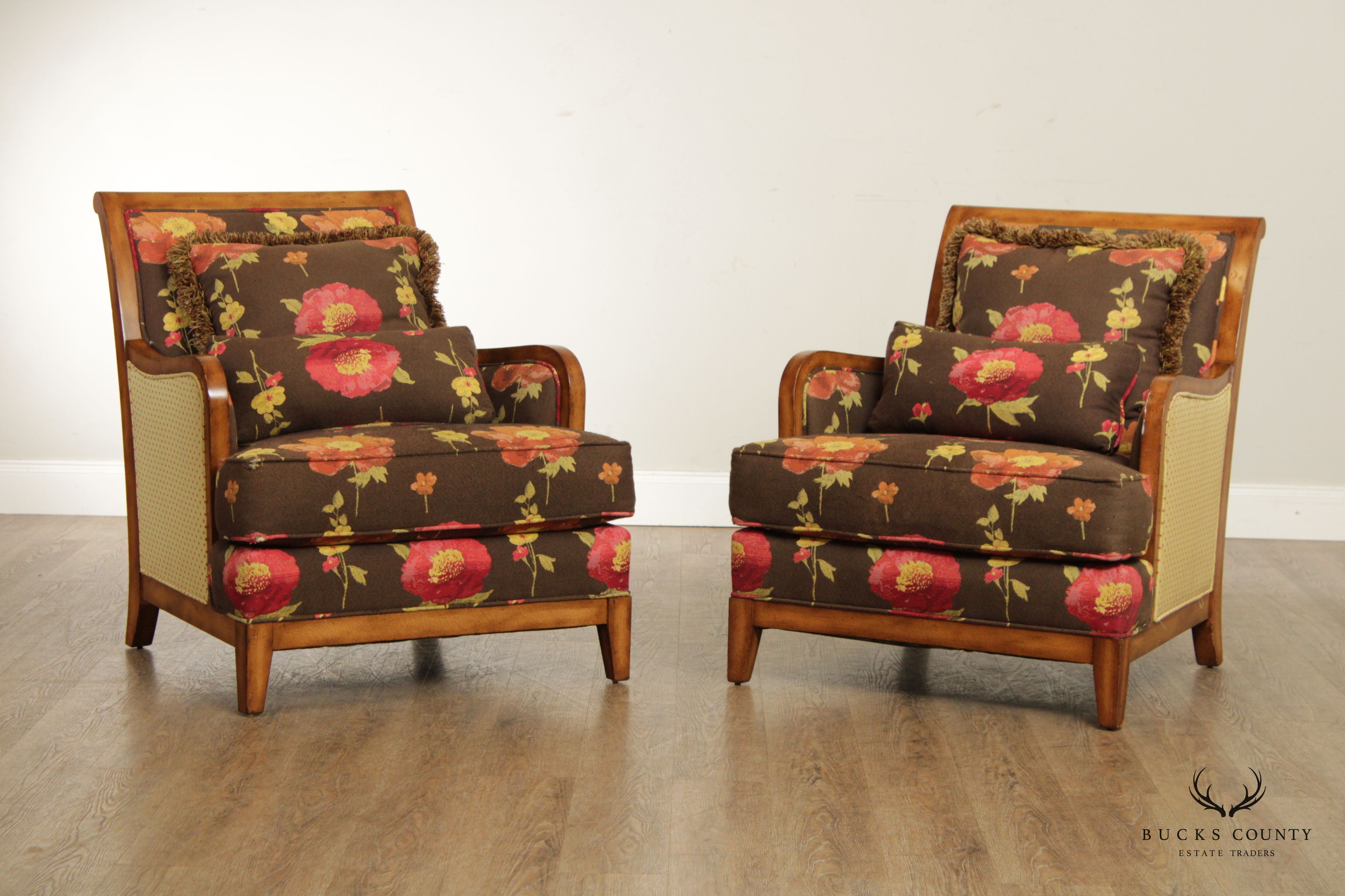 Wesley Hall Pair of Custom Upholstered  Lounge Chairs