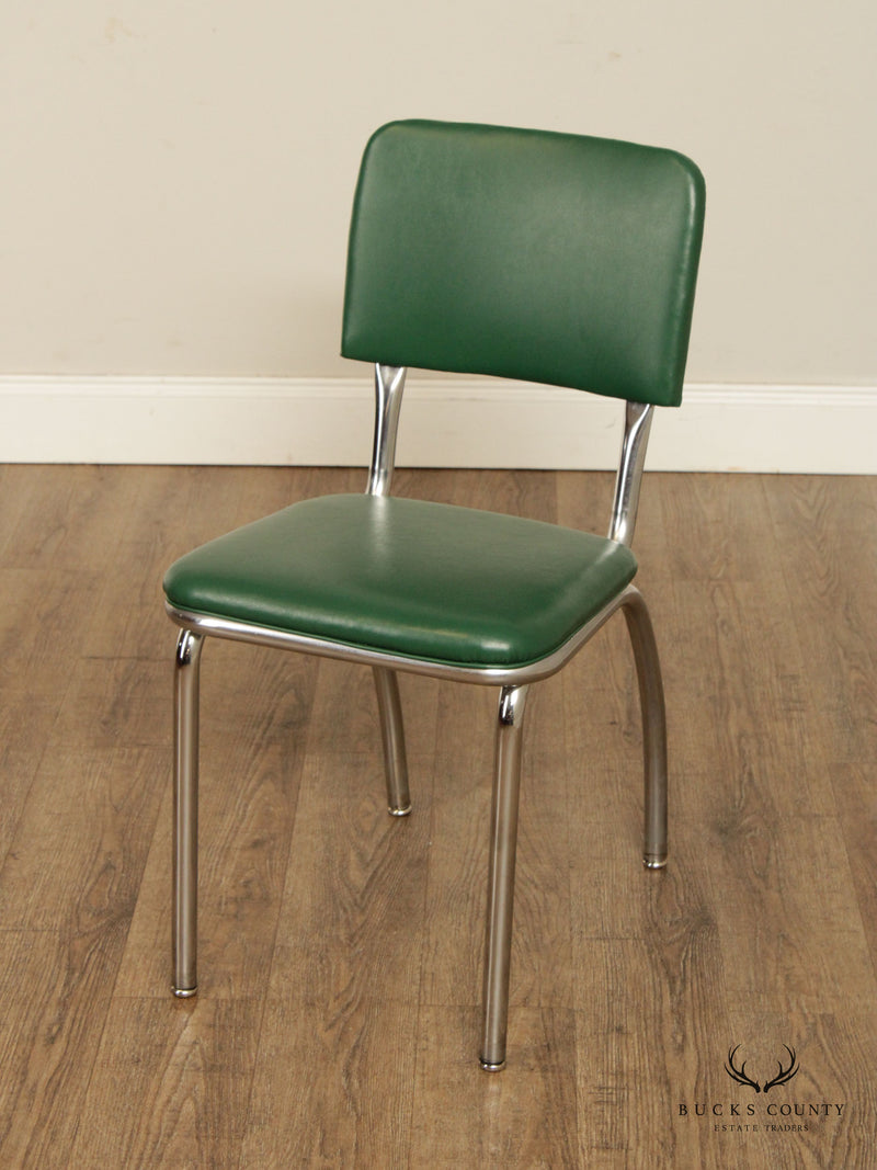 Royal Metal 1950s Vintage Chrome and Green Vinyl Side Chair