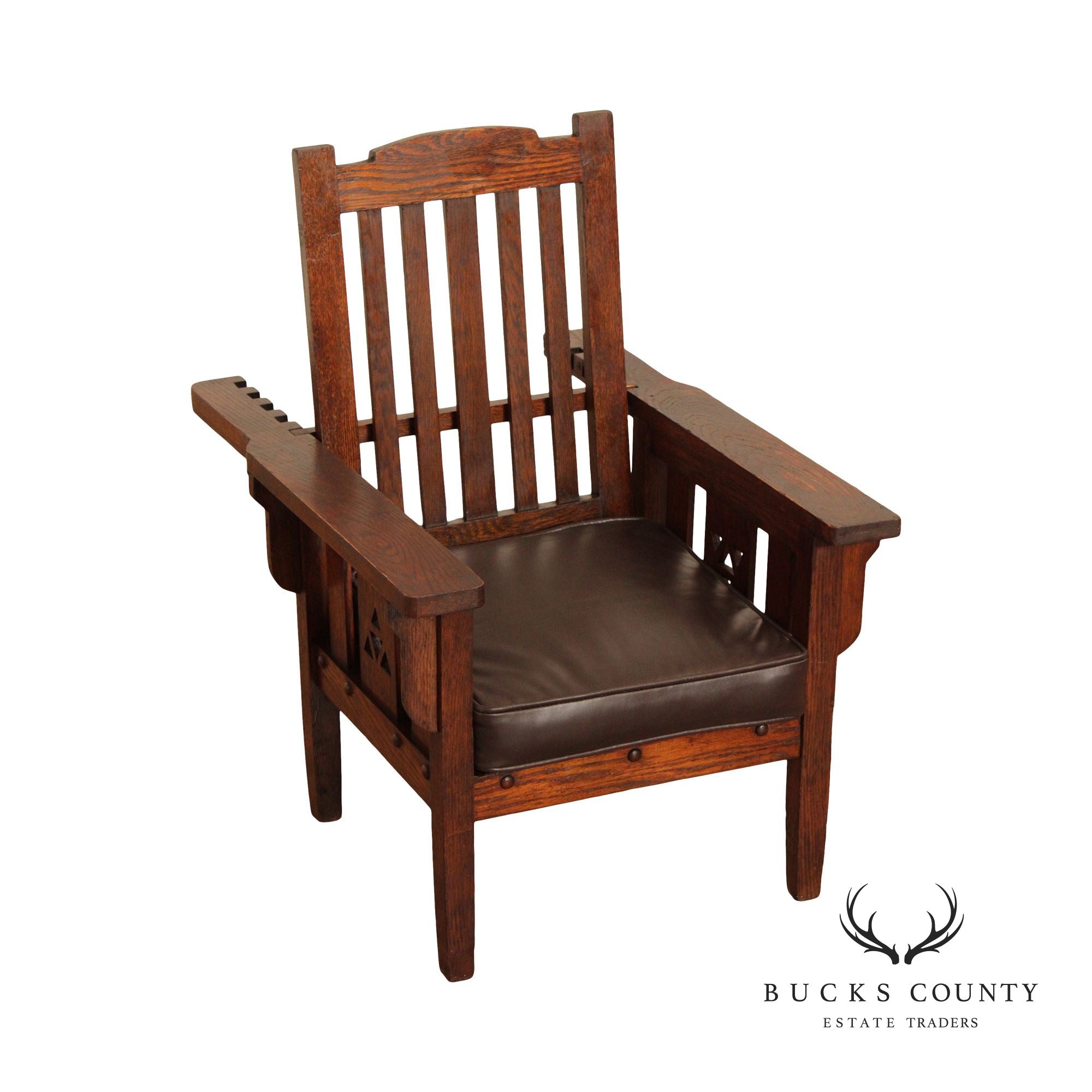 Antique Mission Oak Children Morris Armchair