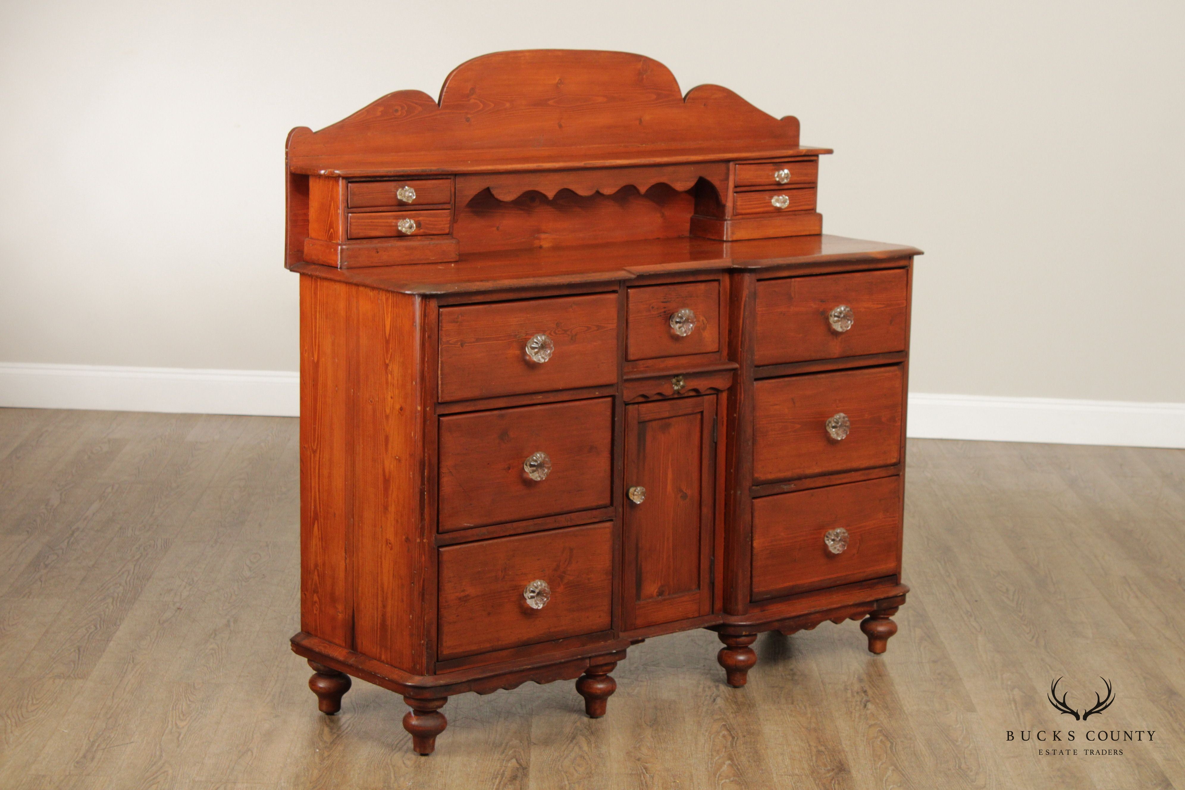 Antique English Pine Sideboard Server