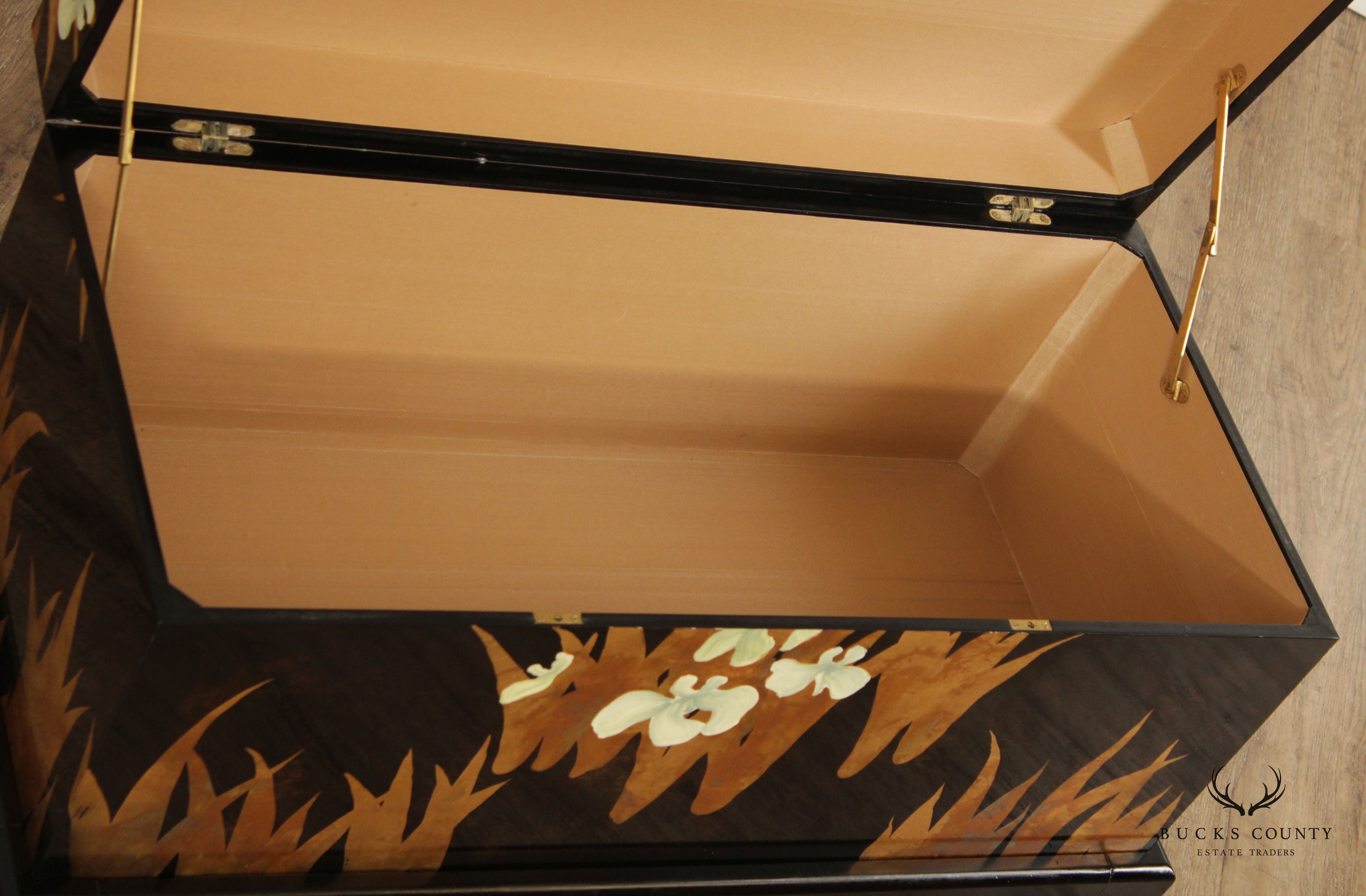 Contemporary Japanese Style Black Lacquered Blanket Chest