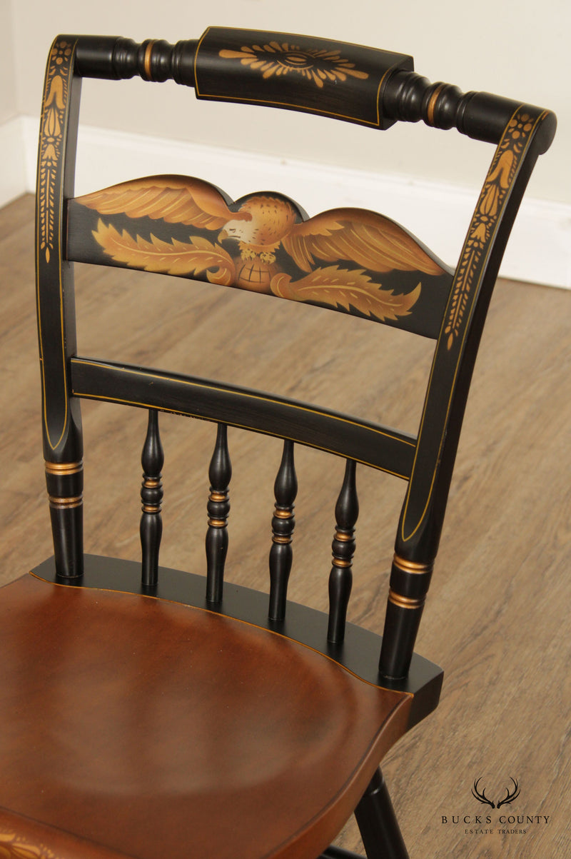 L. Hitchcock Vintage Black and Gold Painted Eagle Chair