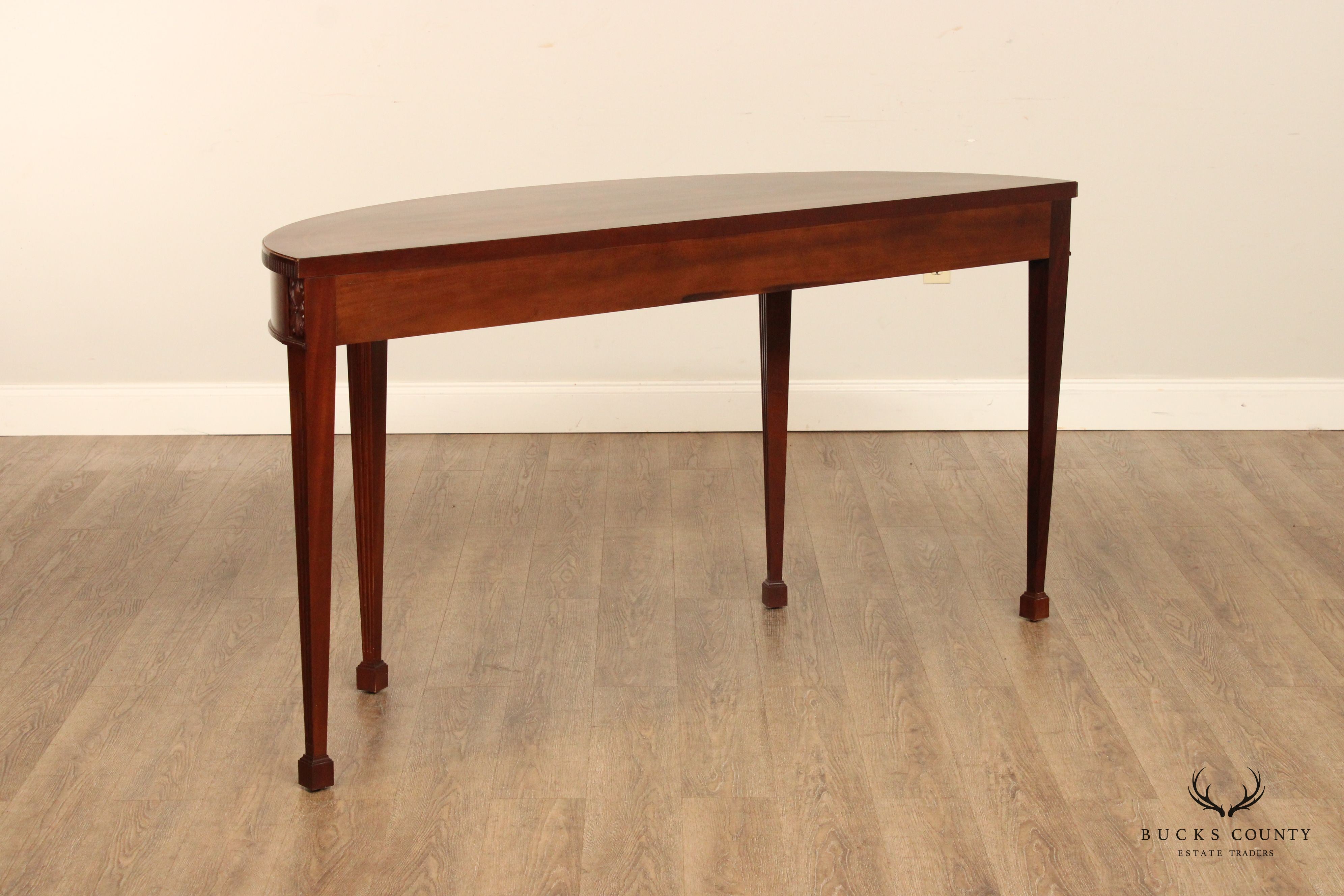 Baker Furniture Regency Style Inlaid Mahogany Demilune Console