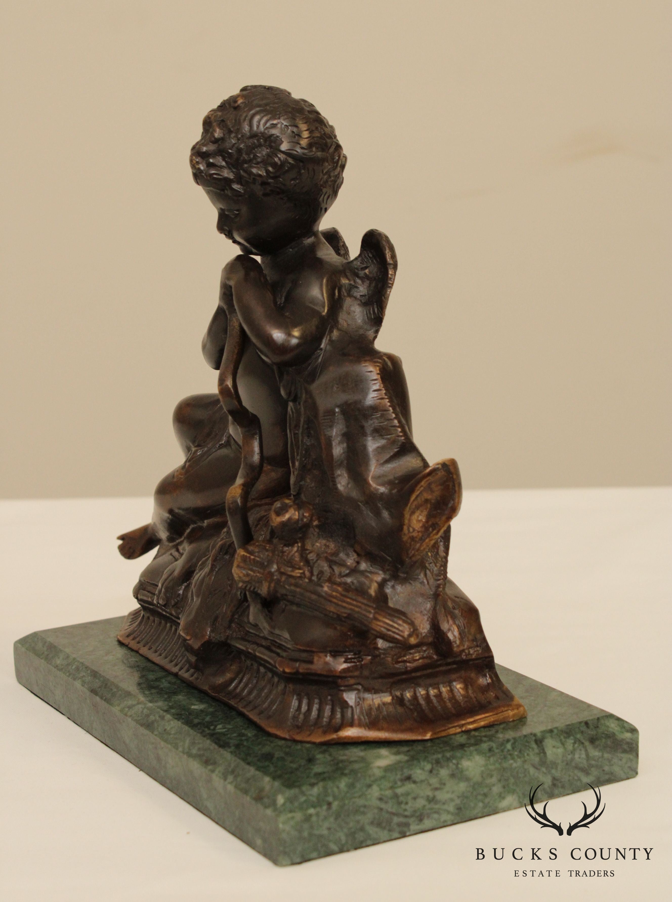 Small Bronze Renaissance Style Statue, Marble Base