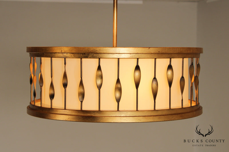 Mid Century Modern Style Gold Leaf Pendant Chandelier
