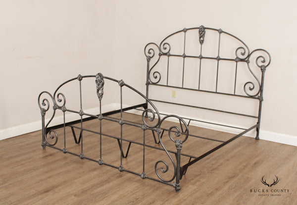 Victorian Style Cast Iron Scroll King Bed Frame