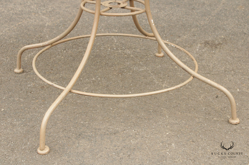 Mid Century Vintage Wrought Iron Round Patio Garden Or Dining Table