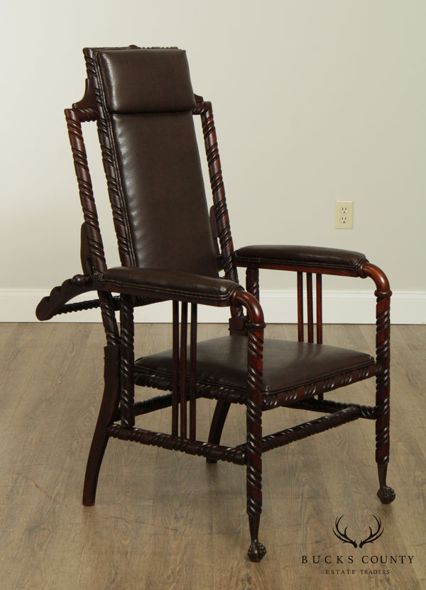 Hunzinger Antique Victorian Gothic Period Reclining Morris Chair