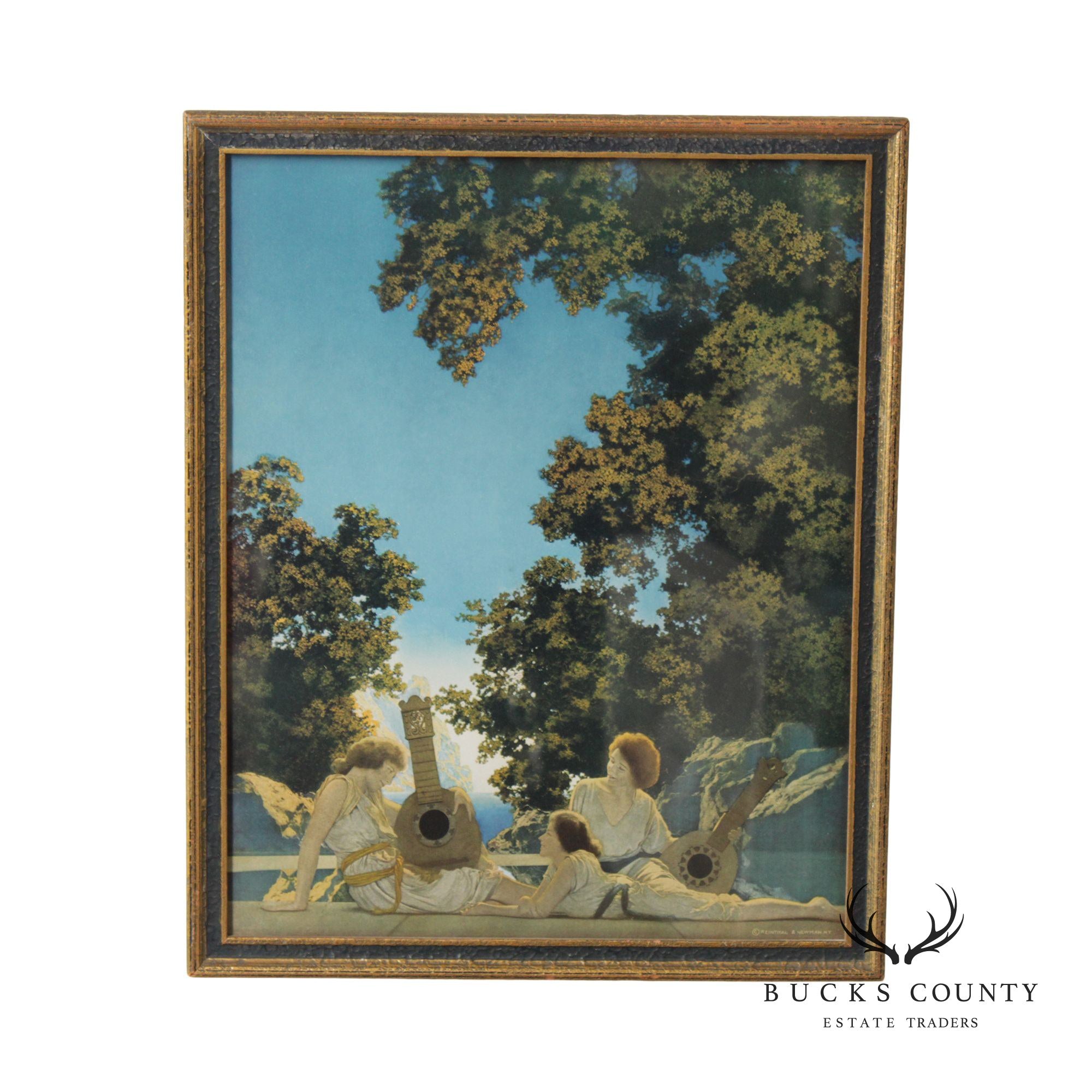 Maxfield Parrish Arts & Crafts Framed 'The Lute Players' Print