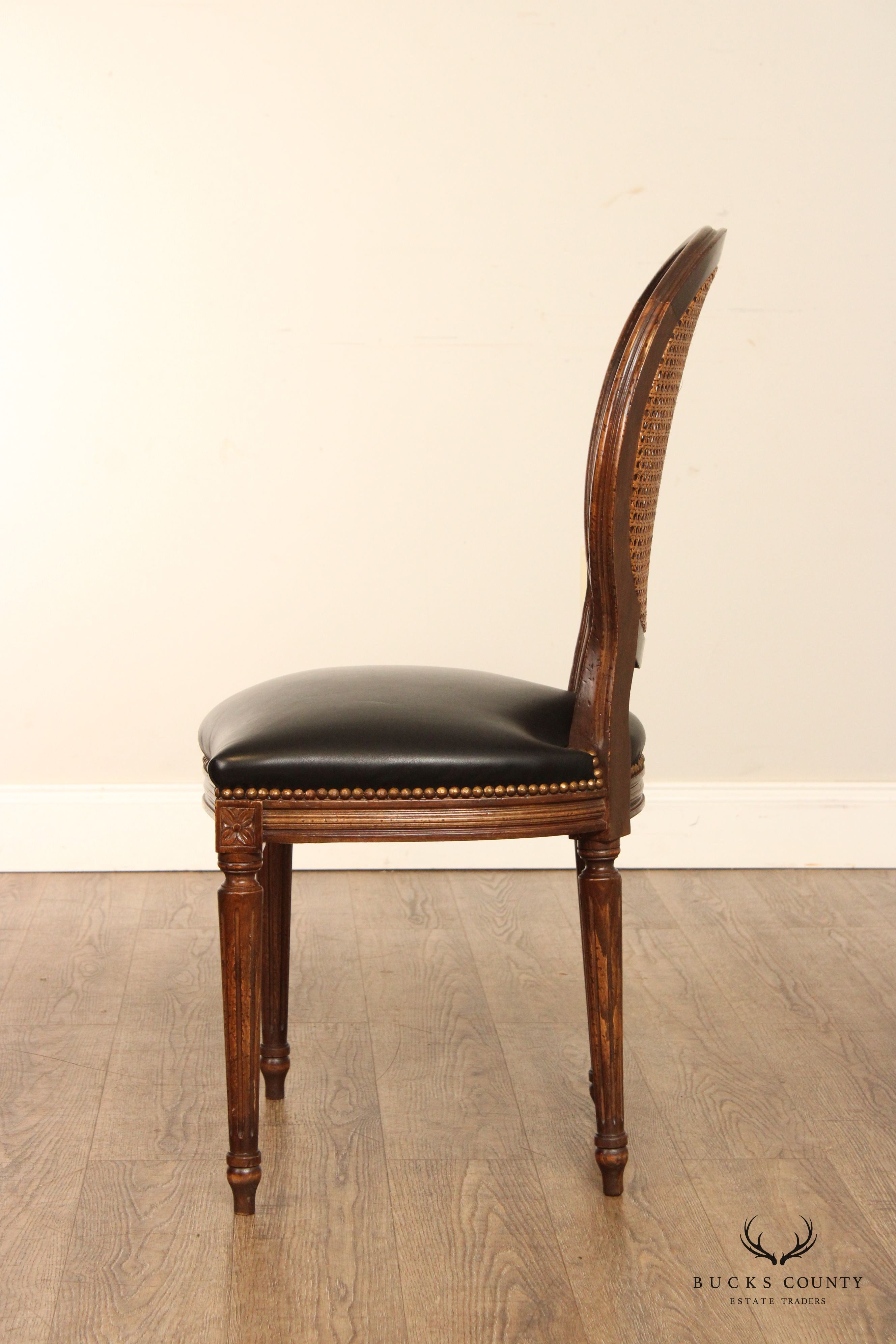 French Louis XVI Style Fruitwood Cane Side Chair