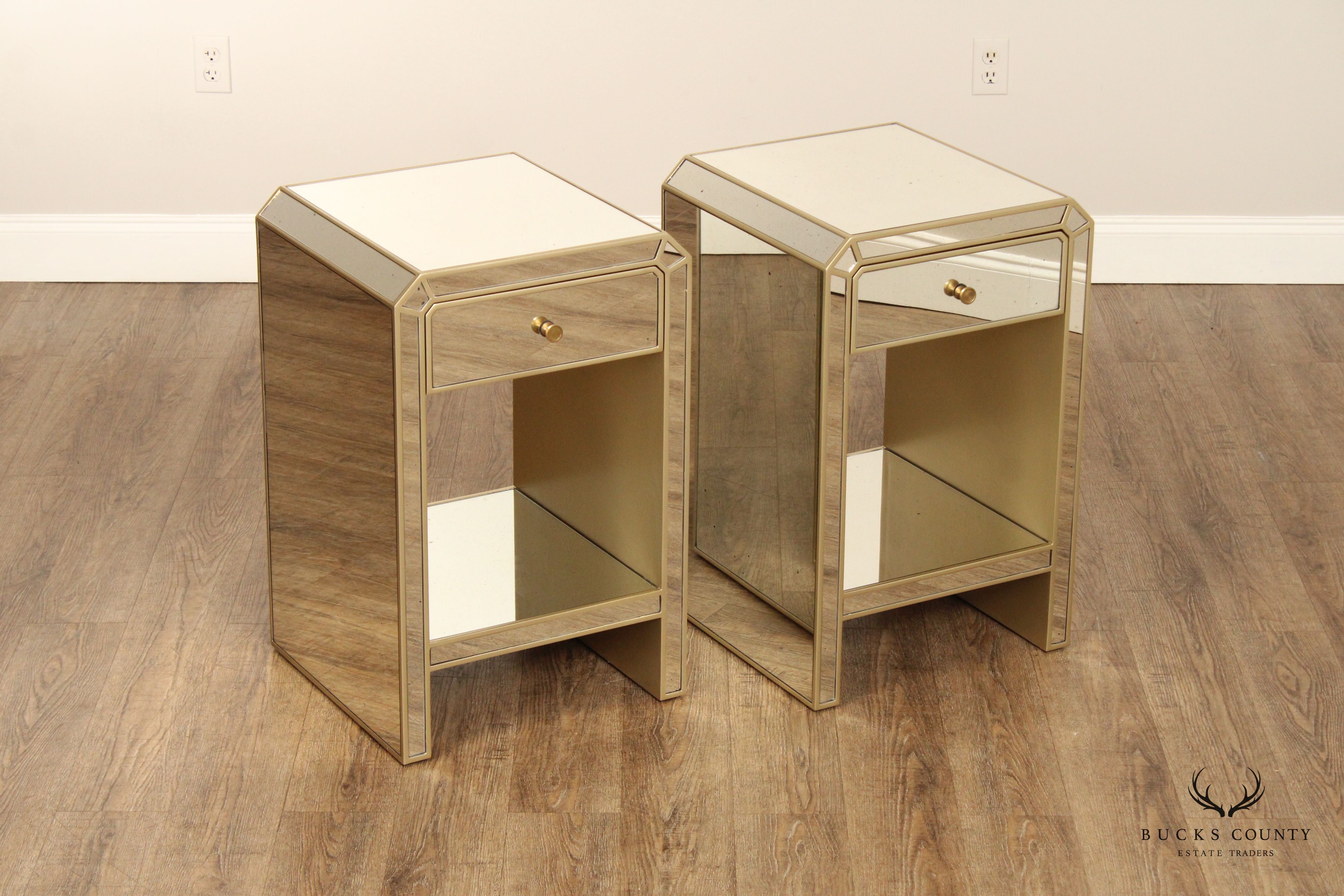 Made Goods Art Deco Style Pair of Mirrored 'Nicola' Nightstands