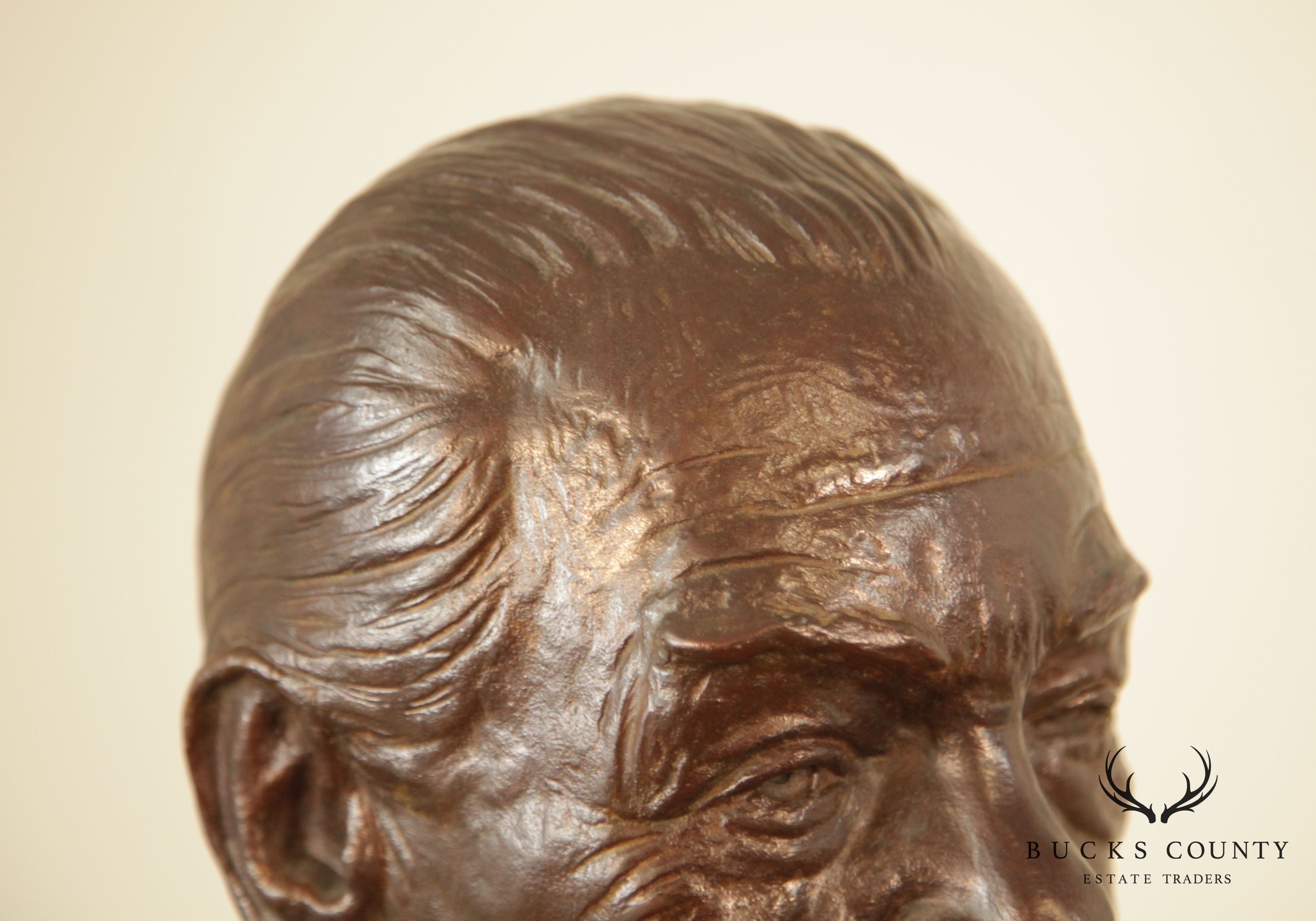 Lawrence Ludtke 1980s Bronze Male Bust Portrait