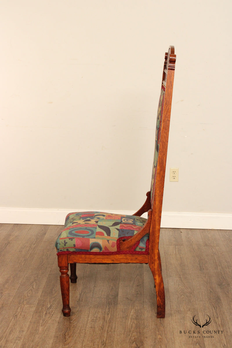 Antique Eastlake Carved Oak High-Back Chairs