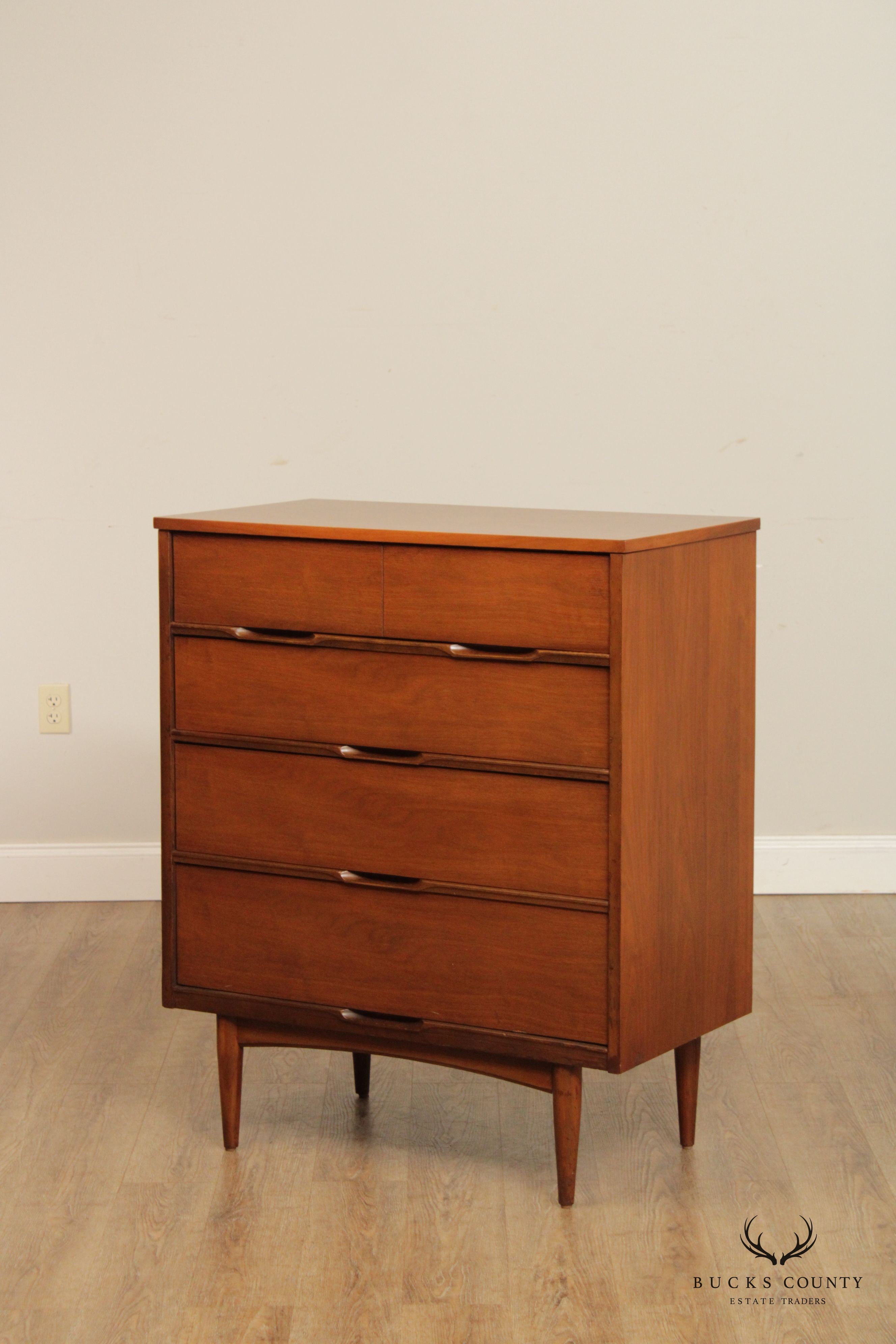 Mid Century Modern Walnut High Chest of Drawers