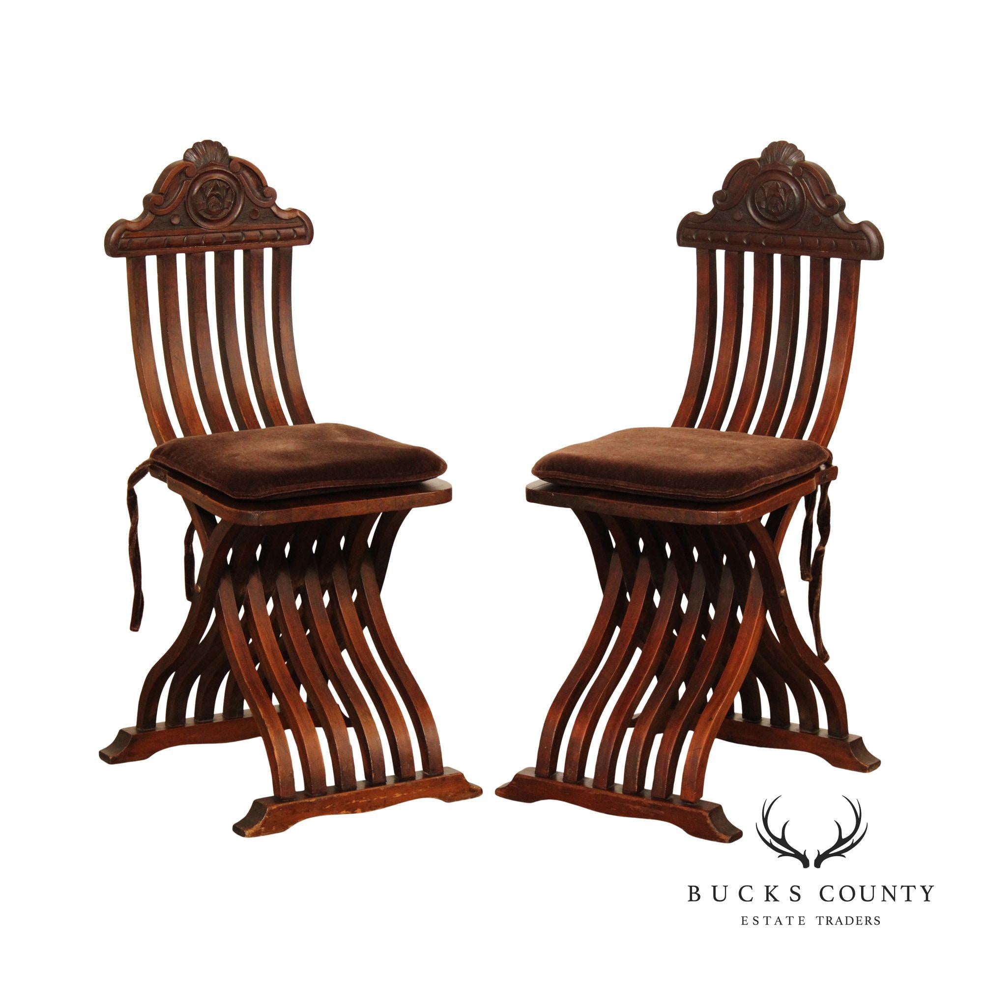 Italian Renaissance Revival Style Savonarola Side Chairs