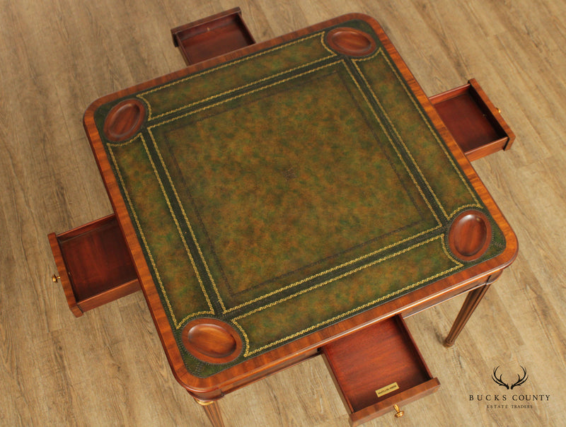 Maitland Smith Leather Top Mahogany Game Table