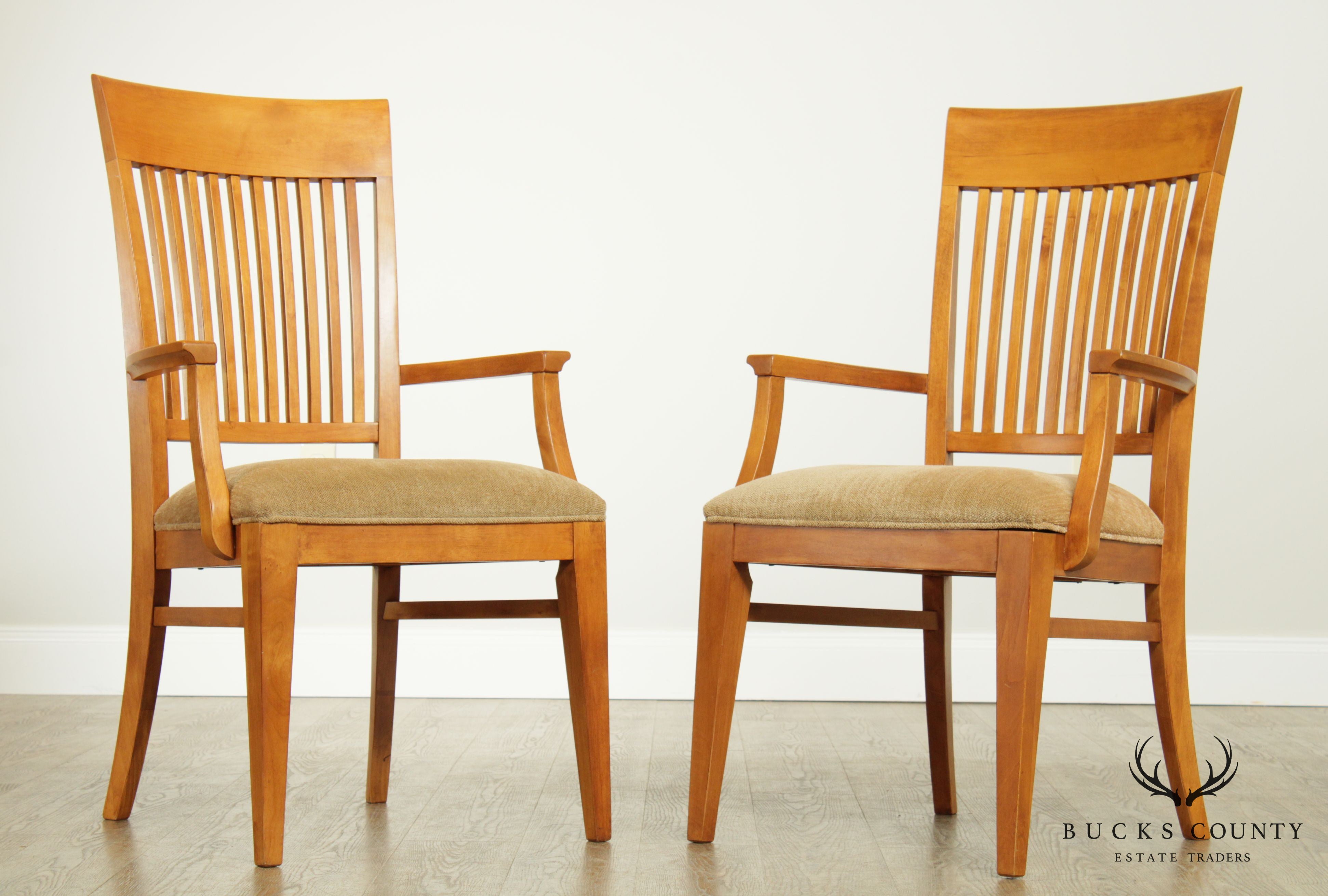 Ethan Allen "New Impressions" Maple Pair Slat Back Armchairs