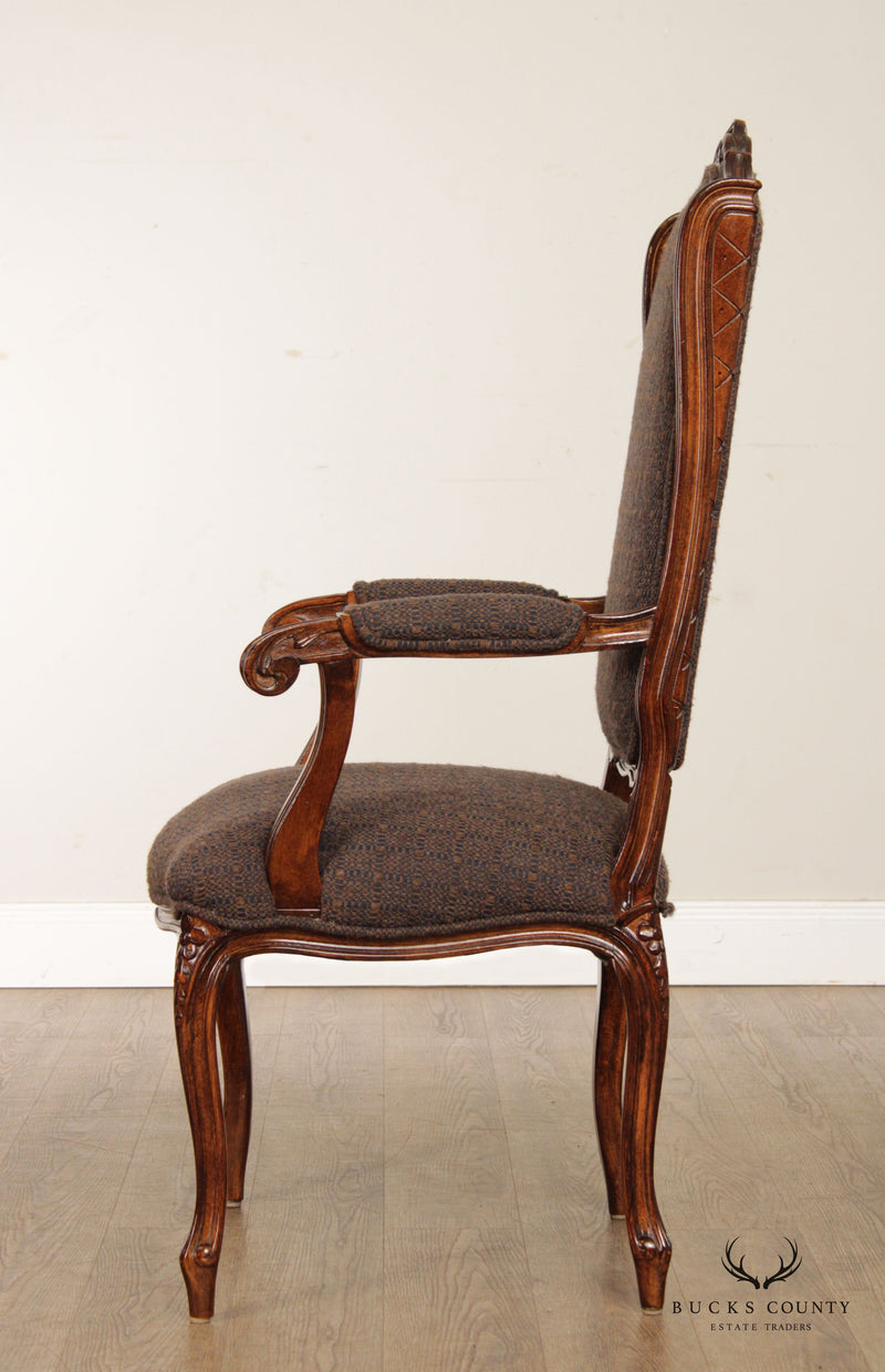 French Louis XV Style Set 8 Walnut High Back Dining Chairs