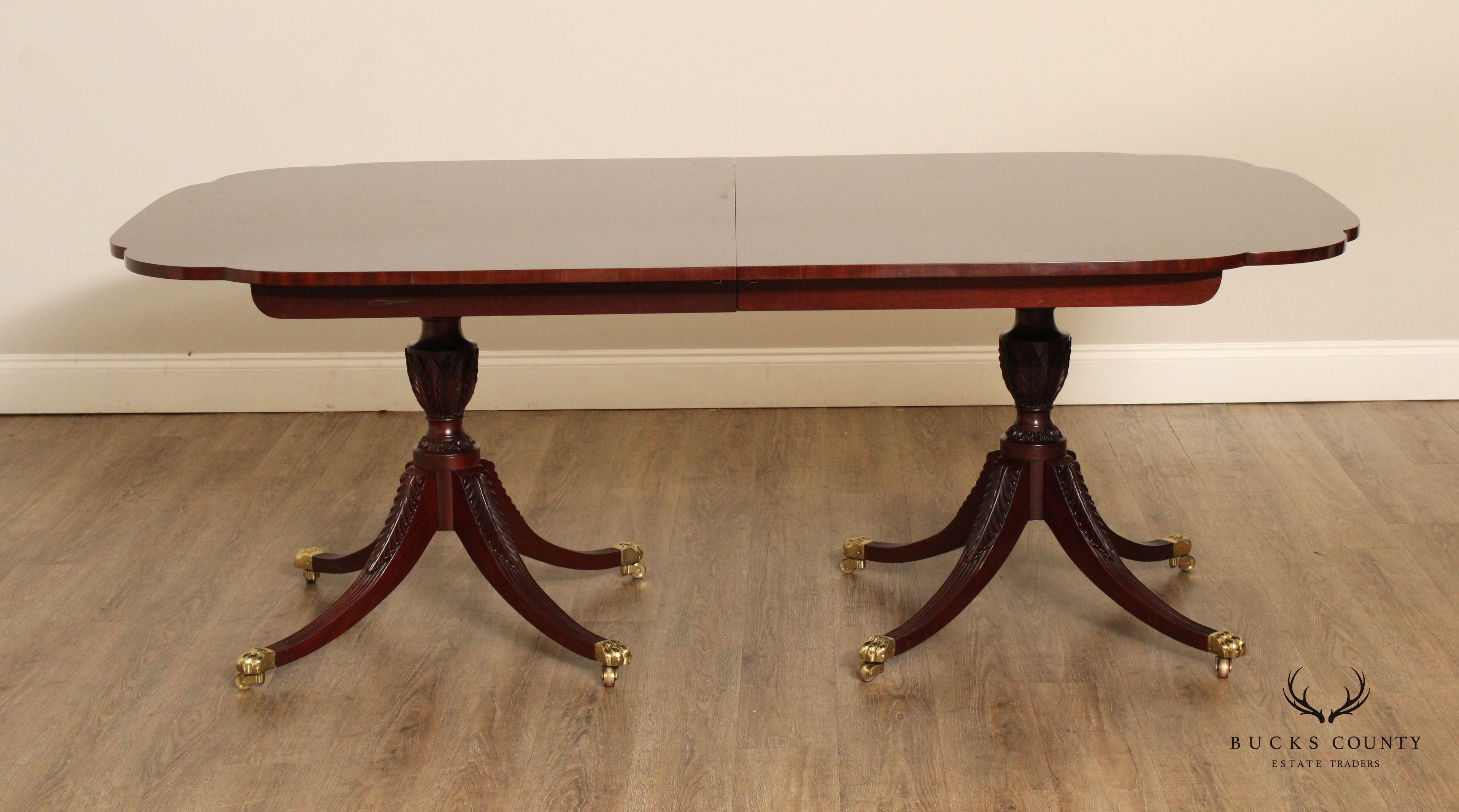 Kindel Mahogany Double Pedestal Extendable Dining Table