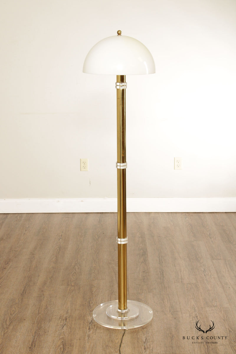 Mid Century Modern Lucite Brass Mushroom Floor Lamp