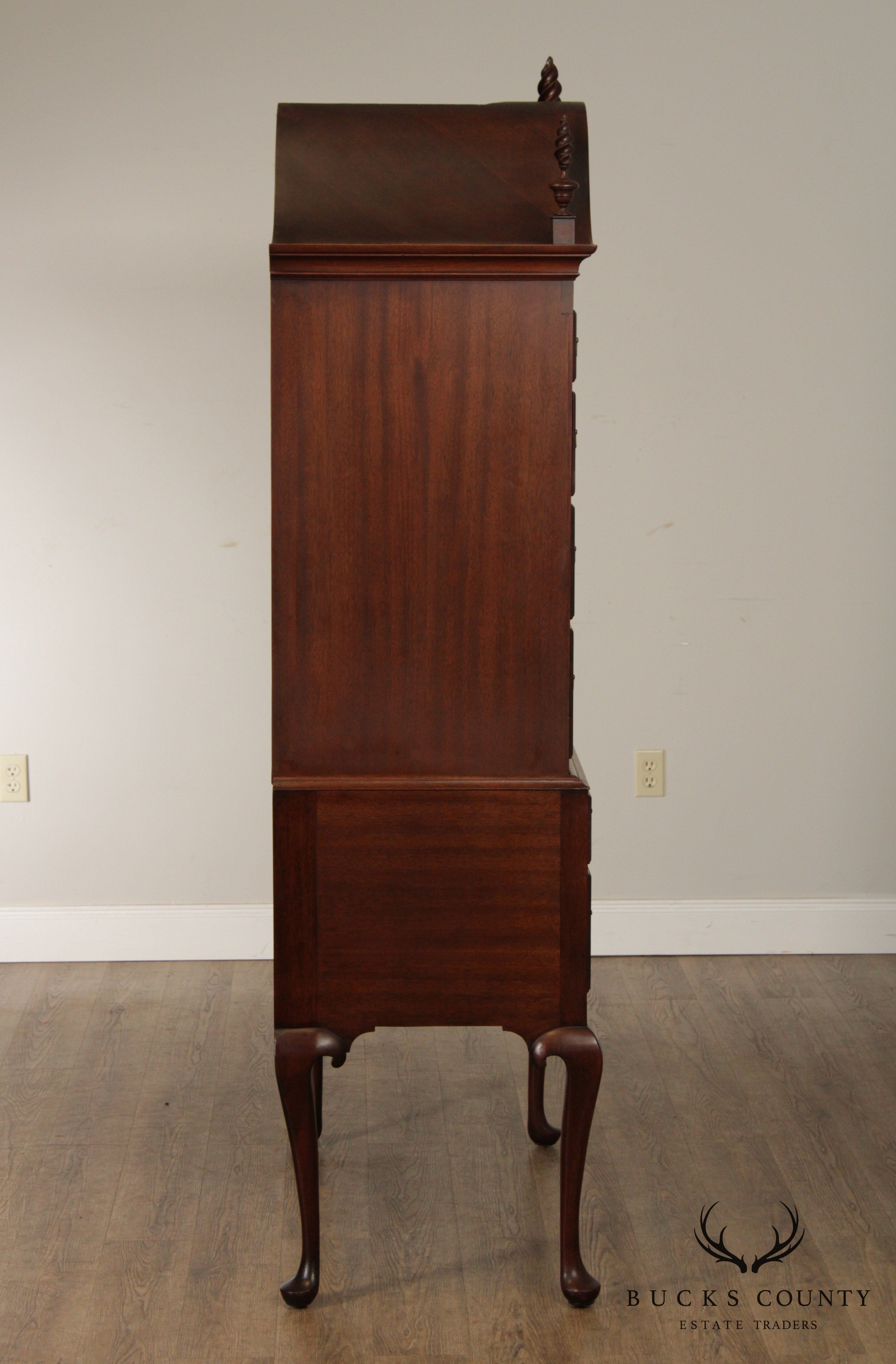 Custom Quality Antique Reproduction Mahogany New England Queen Anne Highboy