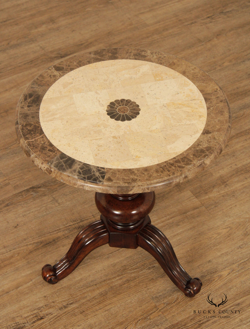 Italian Regency Style Marble Top Pedestal Side Table