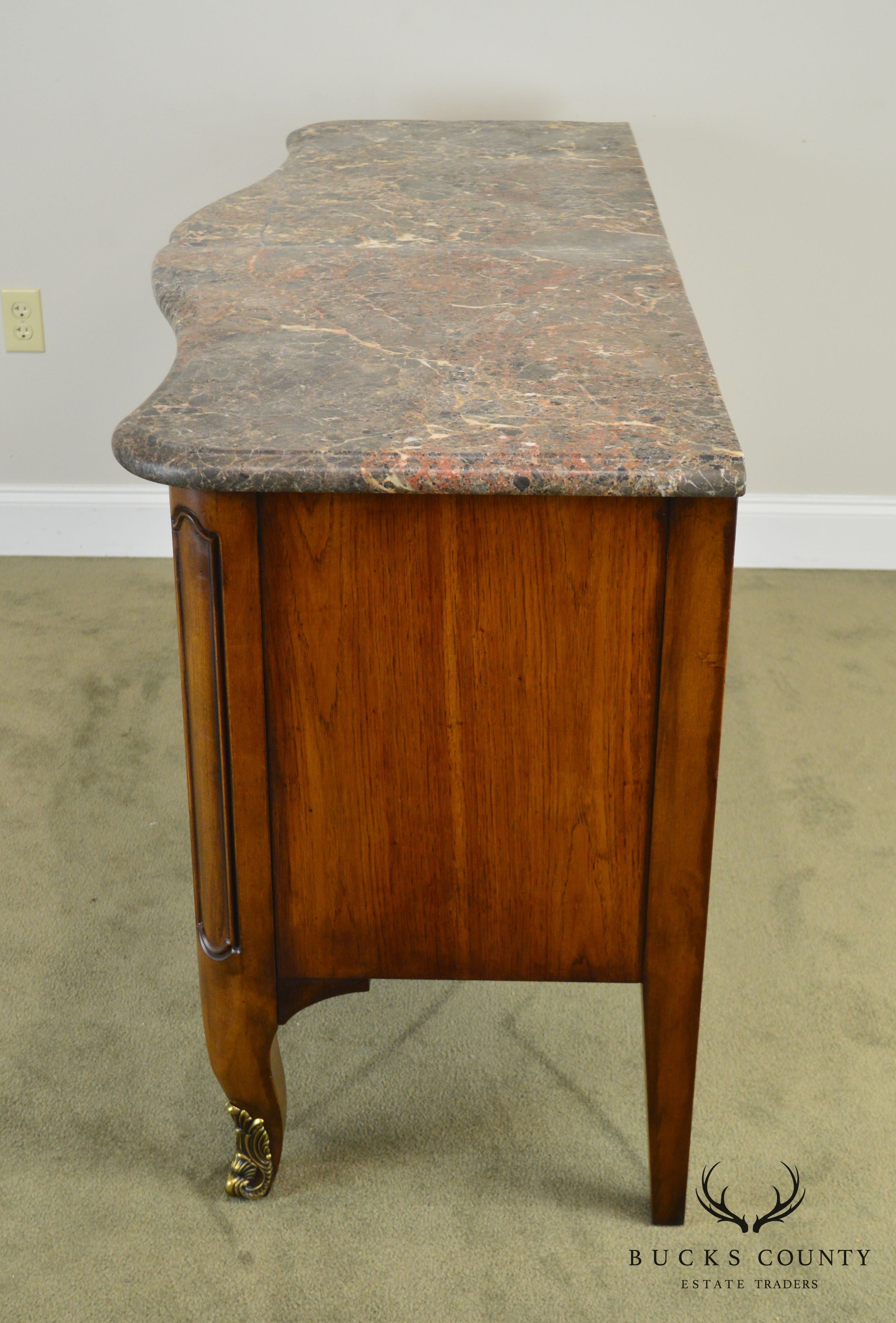 Henredon French Louis XV Style Large Marble Top Commode Chest