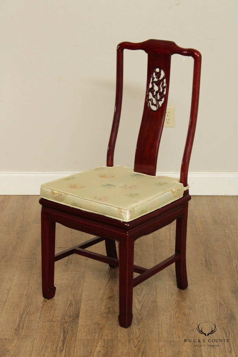 Chinese Rosewood Carved Set Eight Dining Chairs