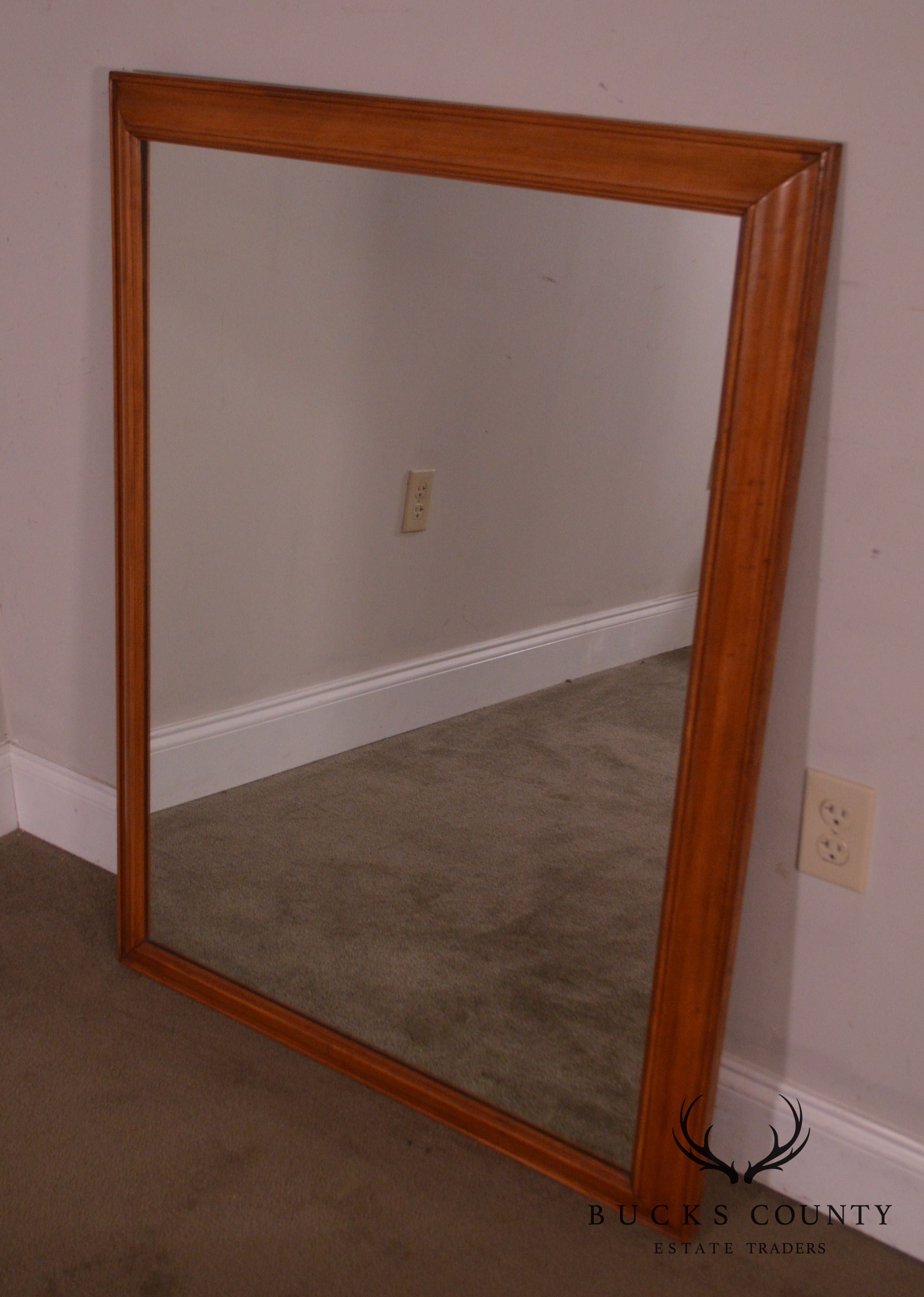 Vintage Maple Wood Rectangular Wall Mirror