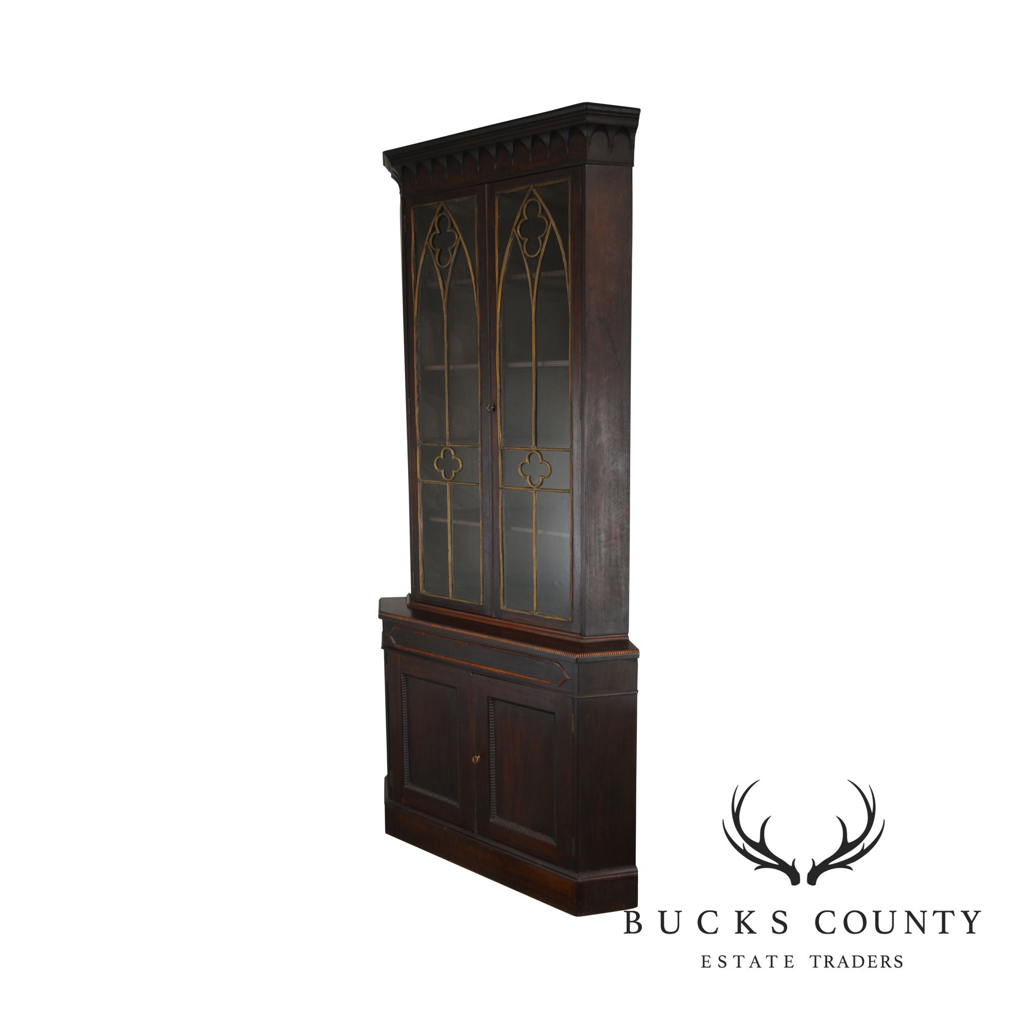 American Gothic Antique Rosewood Corner Cabinet Attributed to Meeks