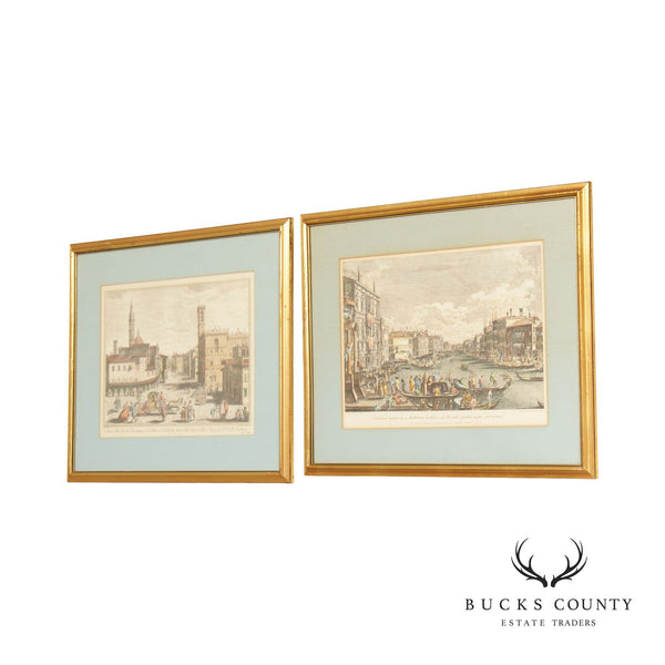 Italian Florentine and Venetian Pair Art Prints, Custom Framed