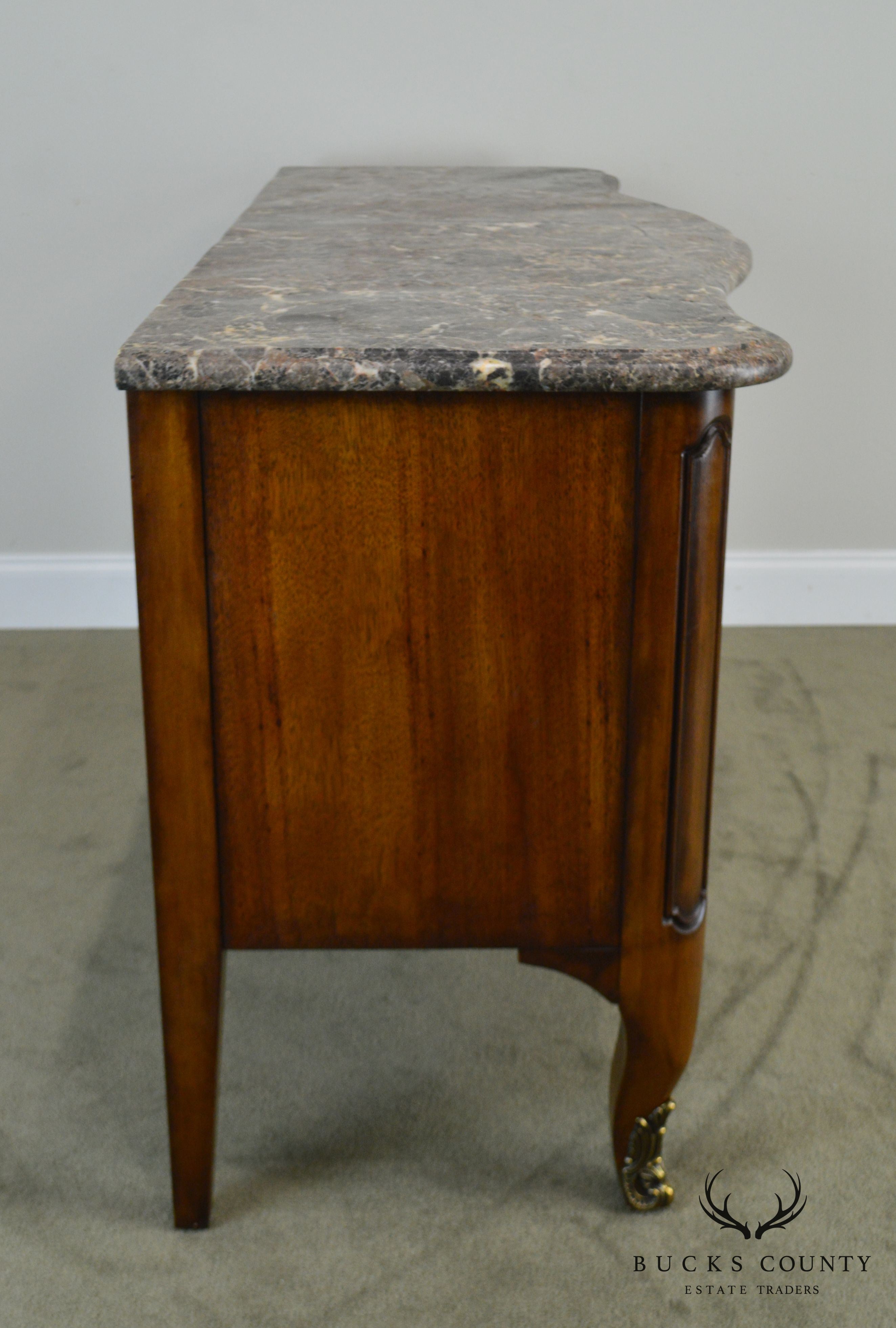 Henredon French Louis XV Style Large Marble Top Commode Chest