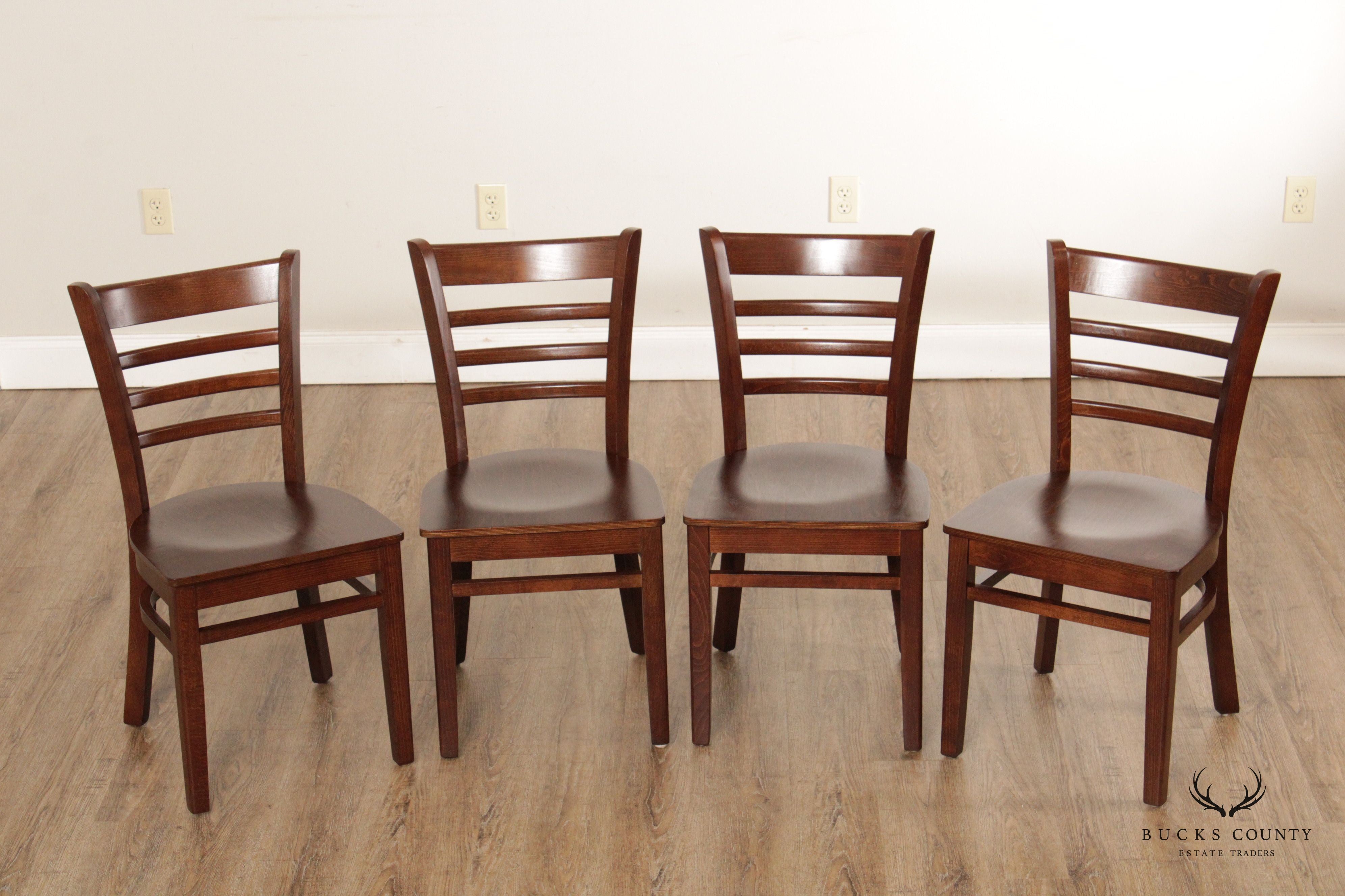 Transitional Style Set of Four Ladderback Dining Side Chairs