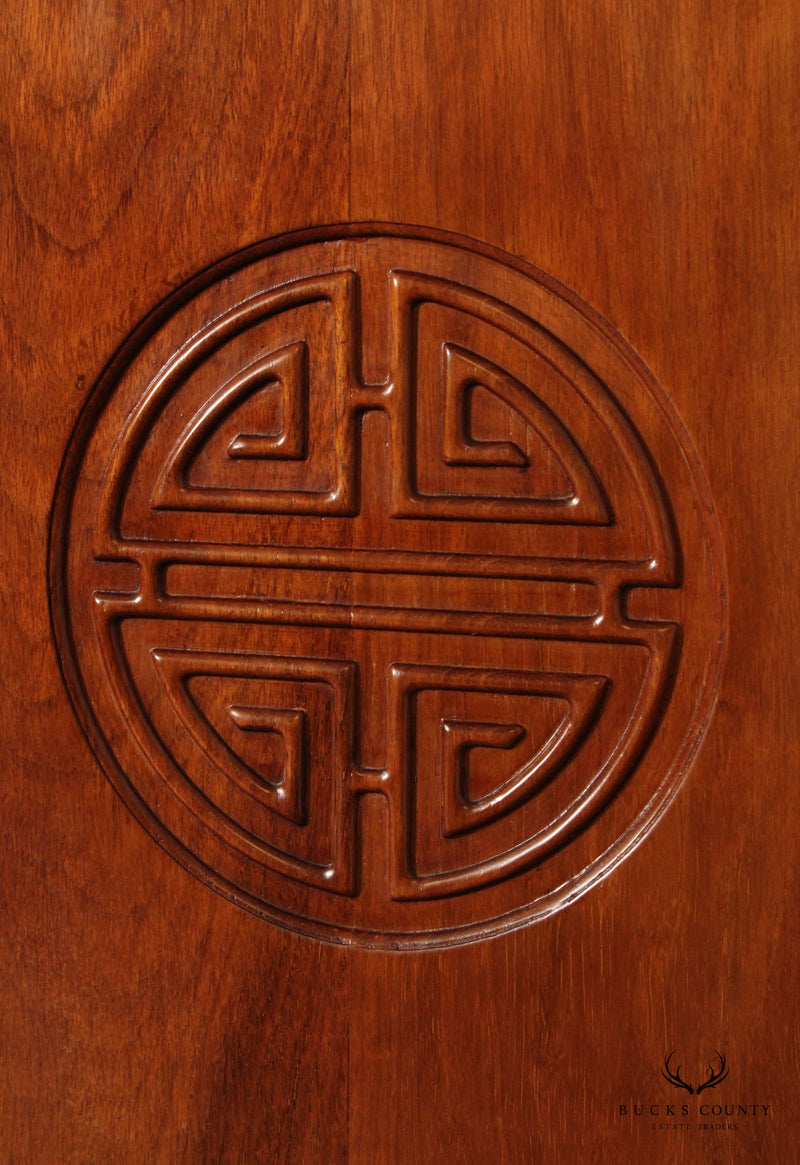 Asian Hand Carved Hardwood Four-Panel Room Divider Screen