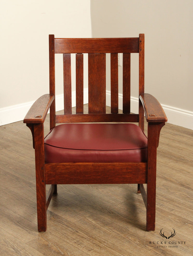 Limbert Mission Oak and Leather Armchair