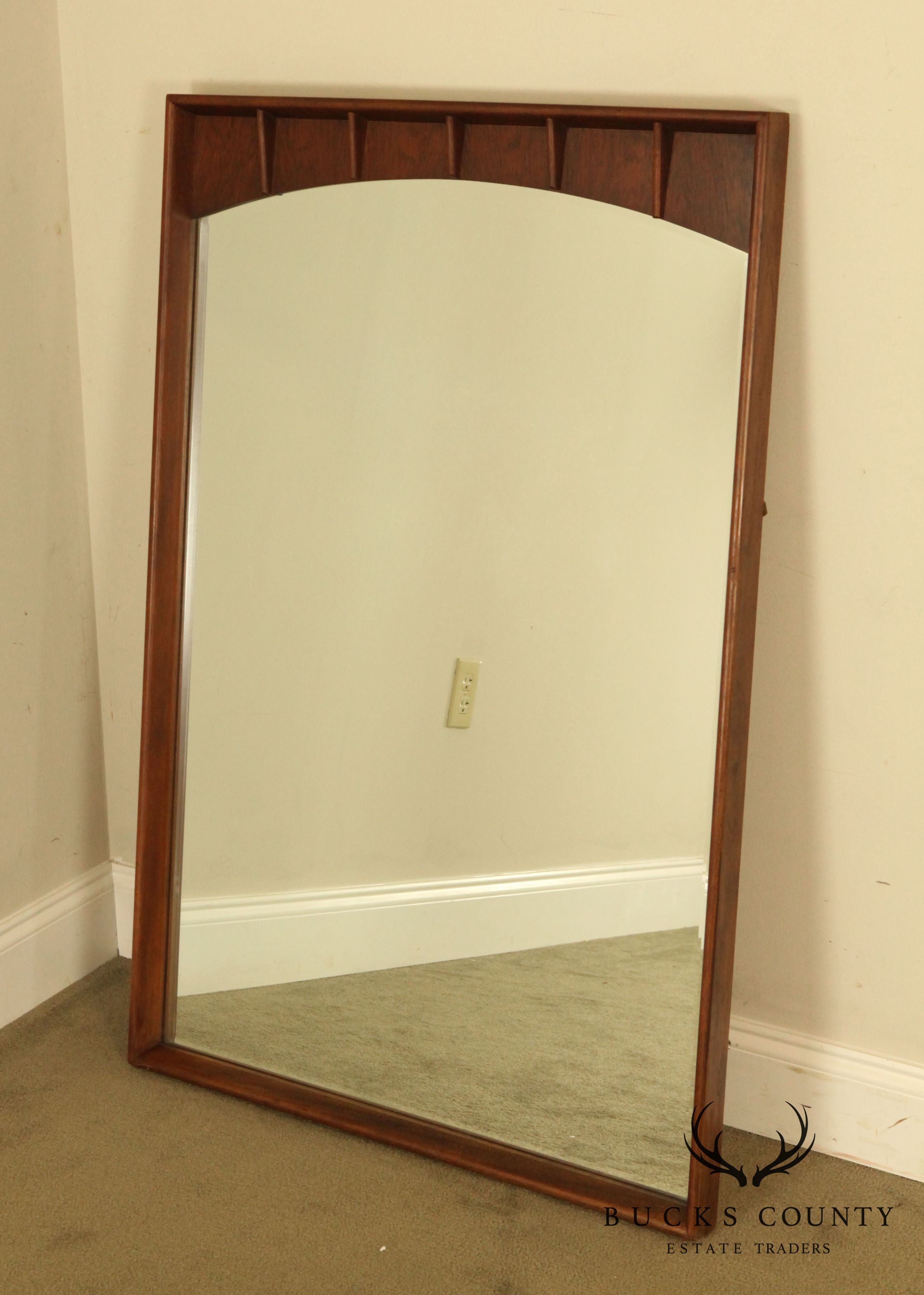 Mid Century Modern Walnut & Rosewood Frame Mirror