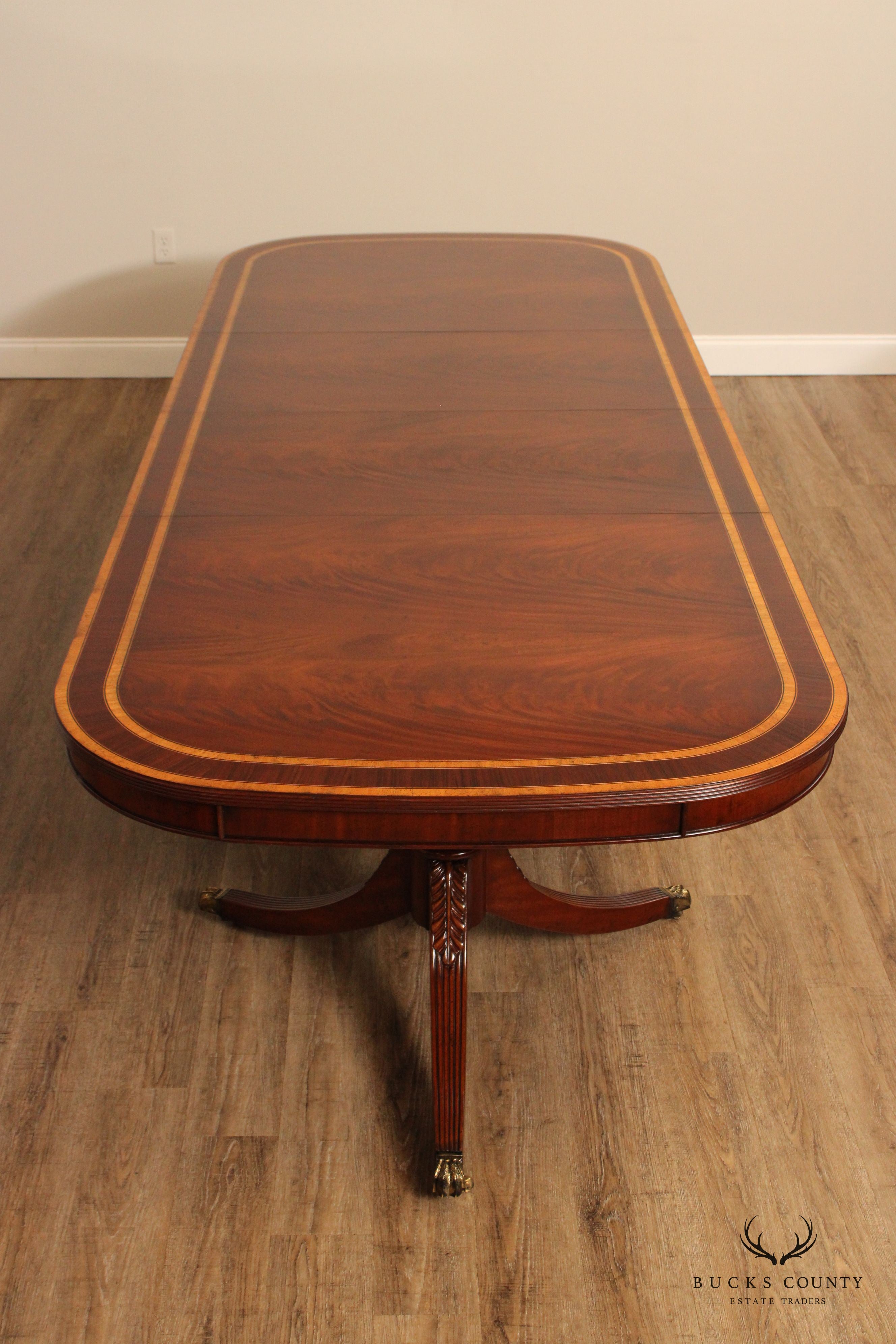 Millender English Regency Style Mahogany Double Pedestal Extendable Dining Table