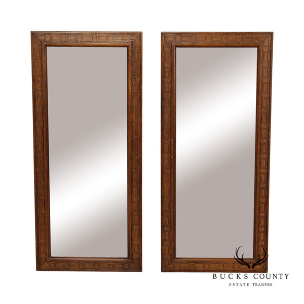 Century Furniture Chinese Chippendale Style Vintage Pair Of Rectangular Beveled Wall Mirrors