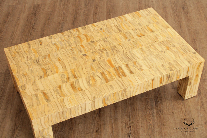 Mid Century Modern Tessellated Wood Large Coffee Table