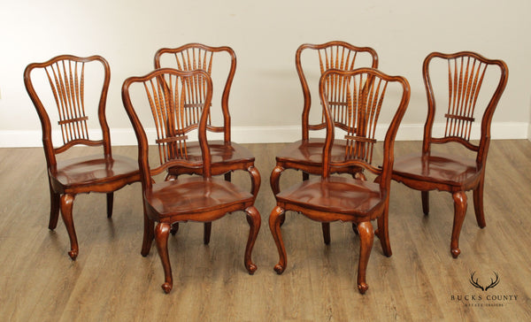 French Provincial Style Set of Six Wheat Sheaf Dining Chairs
