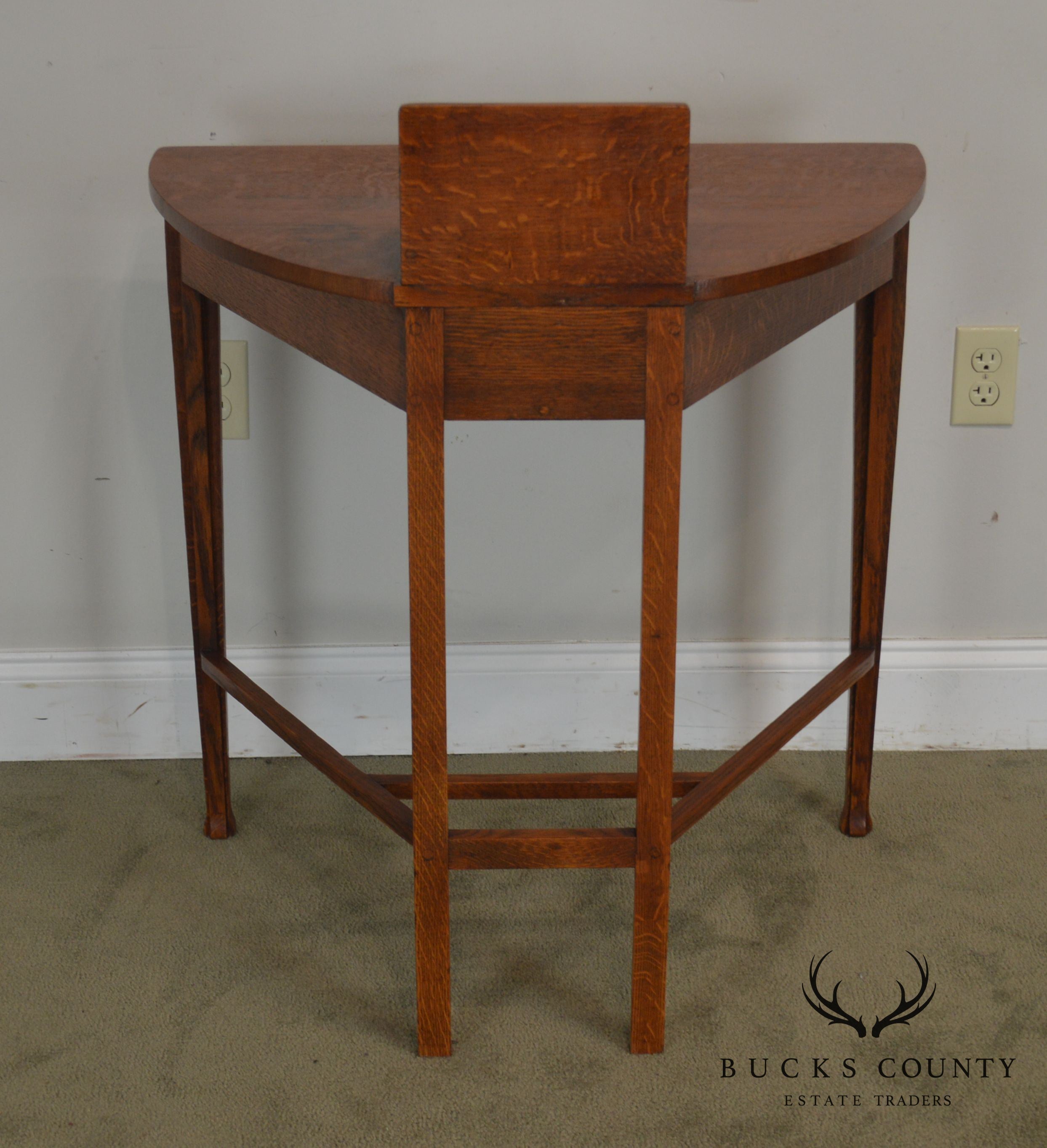 Antique Mission Oak Arts and Crafts Half Round Desk