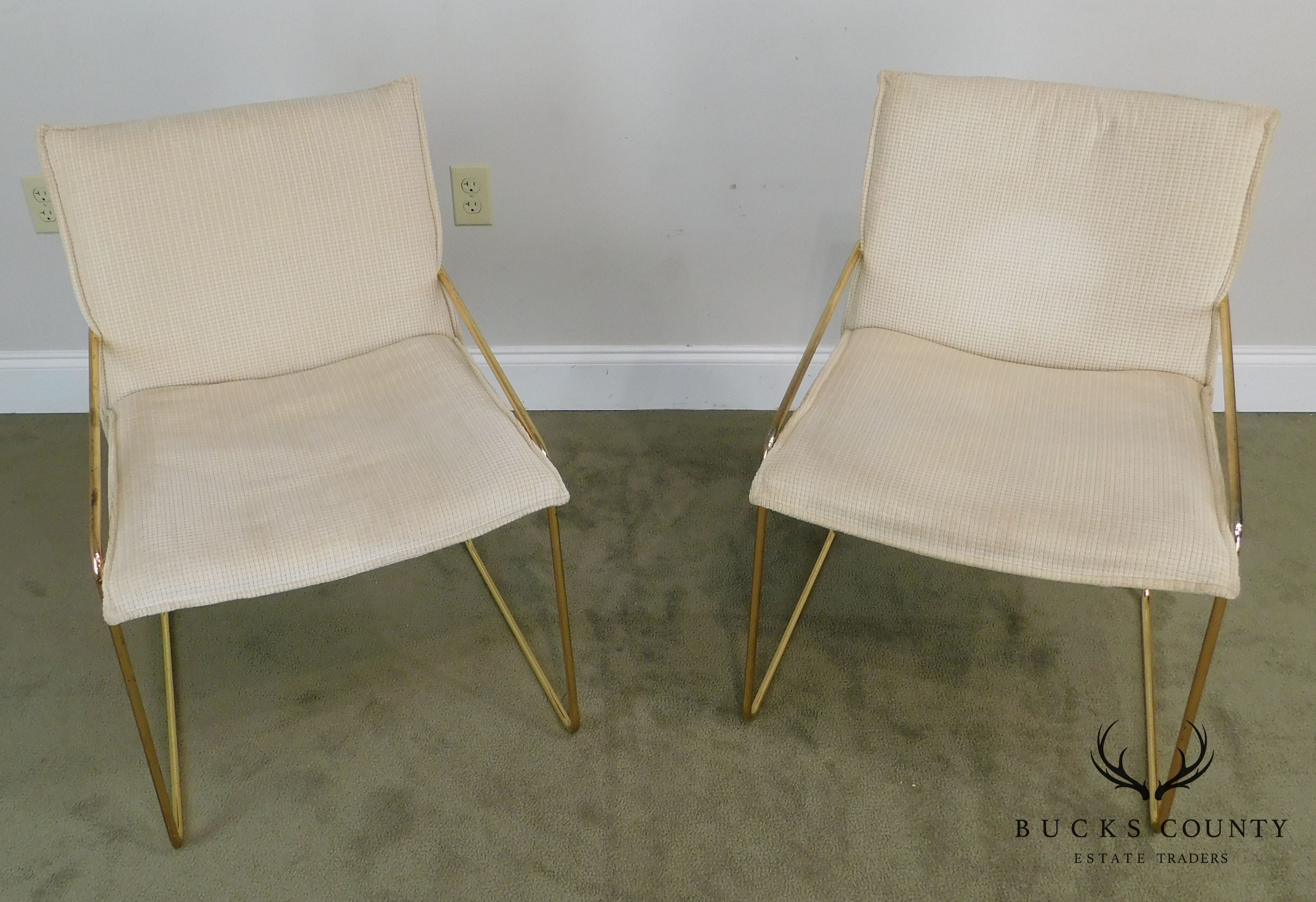 Otto Gerdau Italian Mid Century Modern Pair Brass Armchairs