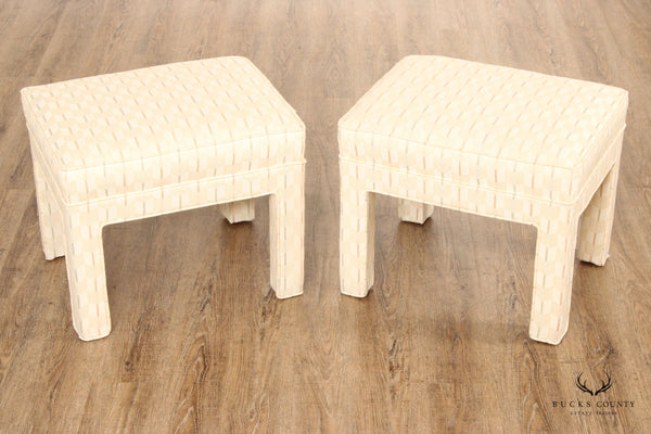 Vintage Pair of Custom Upholstered Low Stools