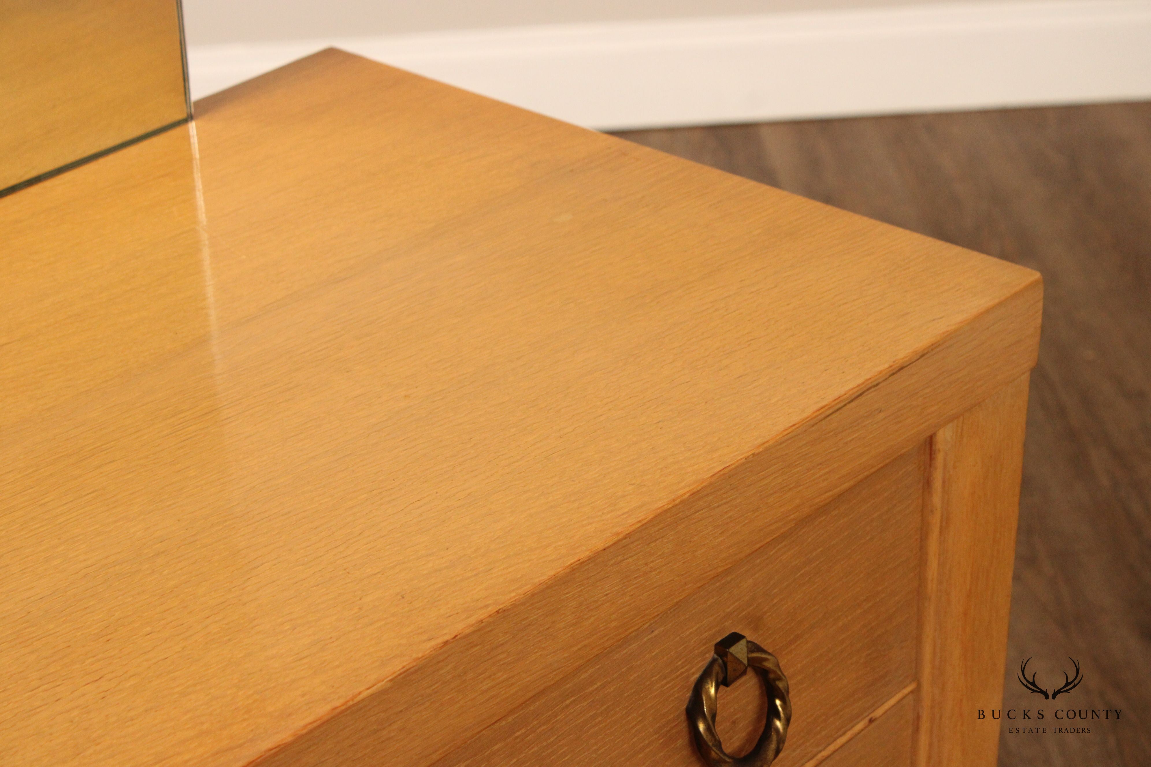 1950's Mid Century Modern Blonde Wood  Chest of Drawers with Mirror