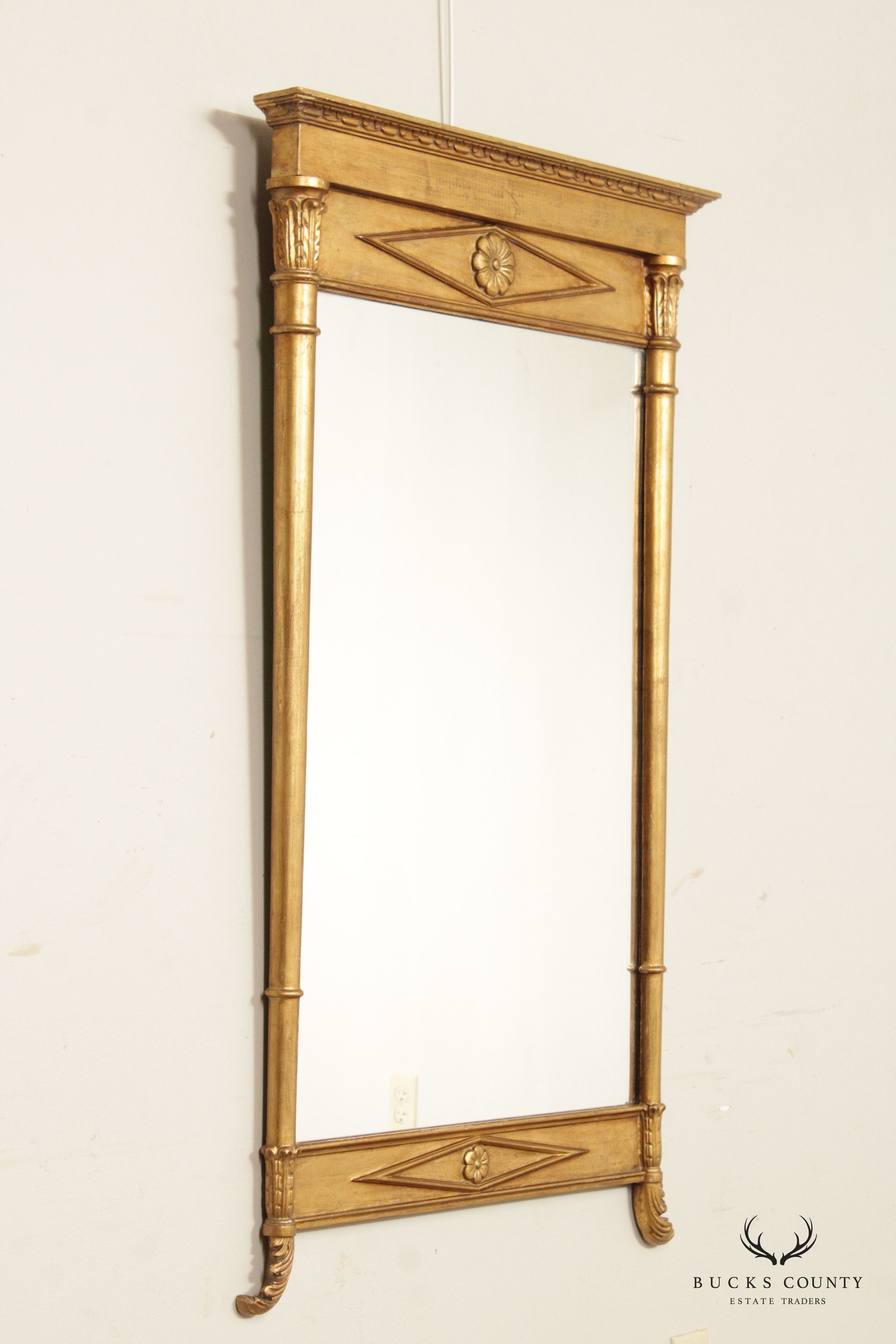 Antique Neoclassical Revival Carved Giltwood Pier Mirror