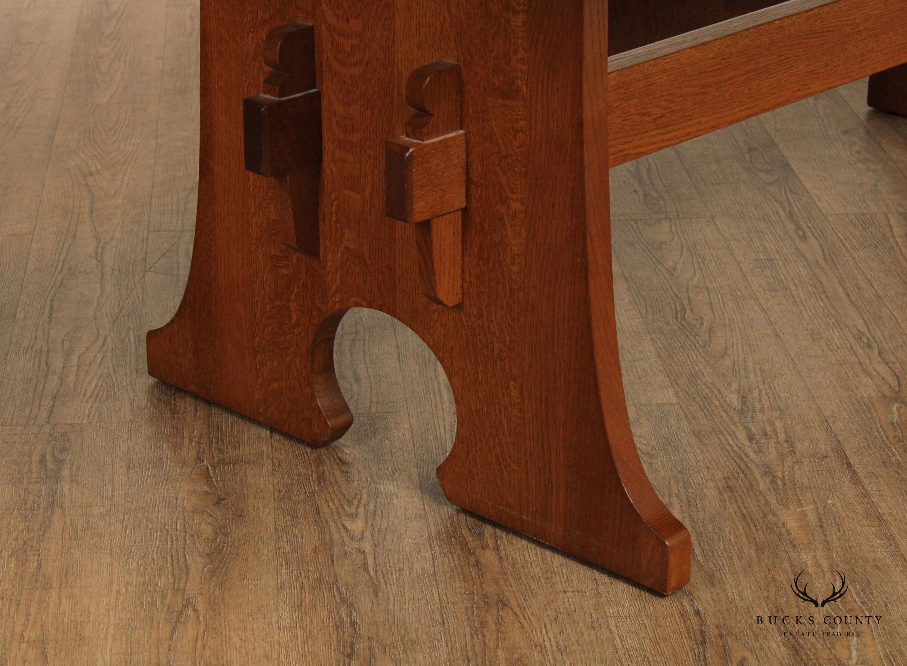 Stickley Mission Collection Oak Keyhole Trestle Dining Table