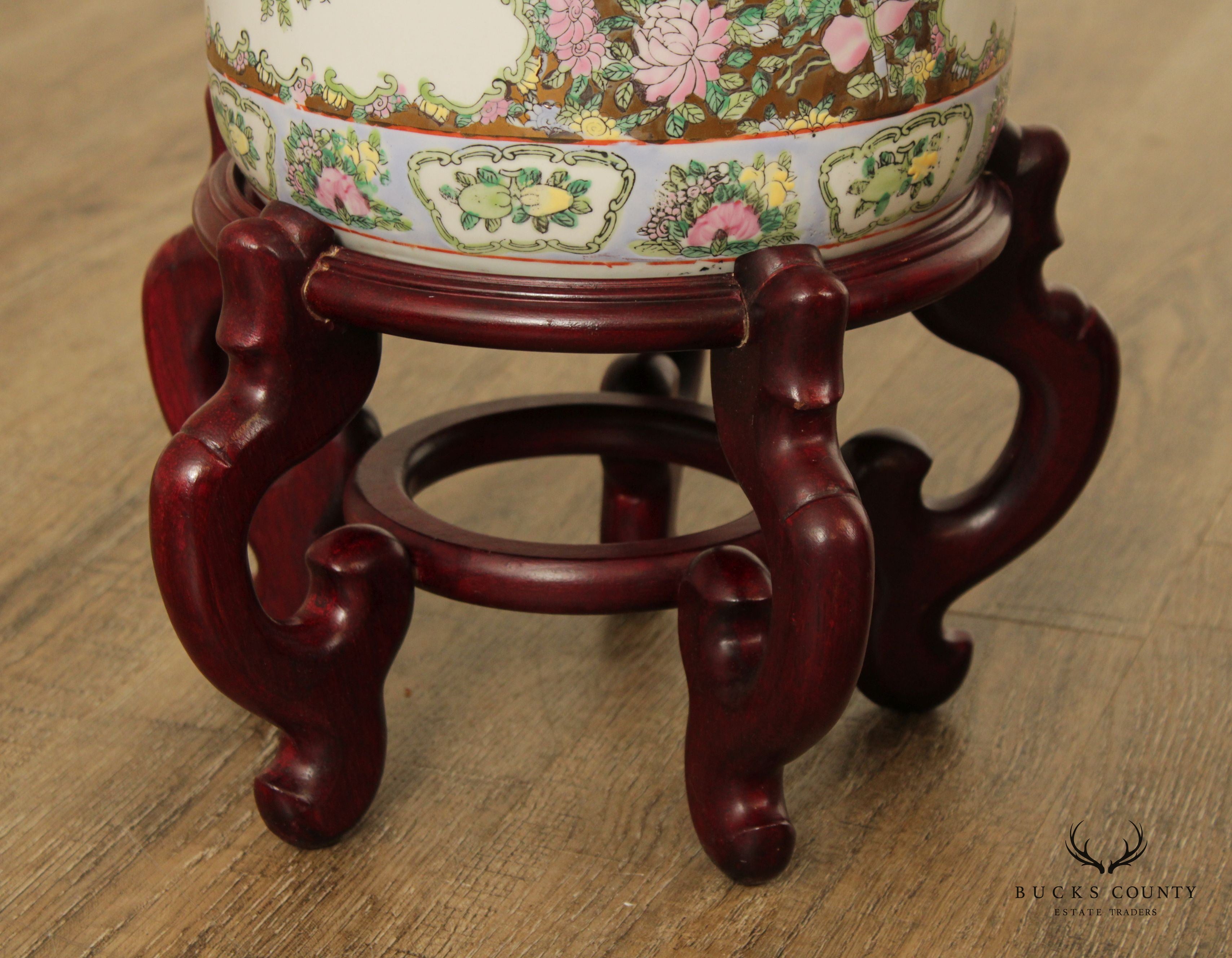 Chinese Chinoiserie Pair Porcelain Umbrella Stands