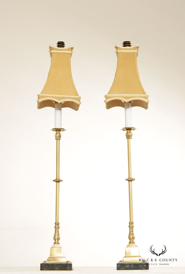 Chelsea House Pair of Brass Candlestick 'Baltusrol' Table Lamps