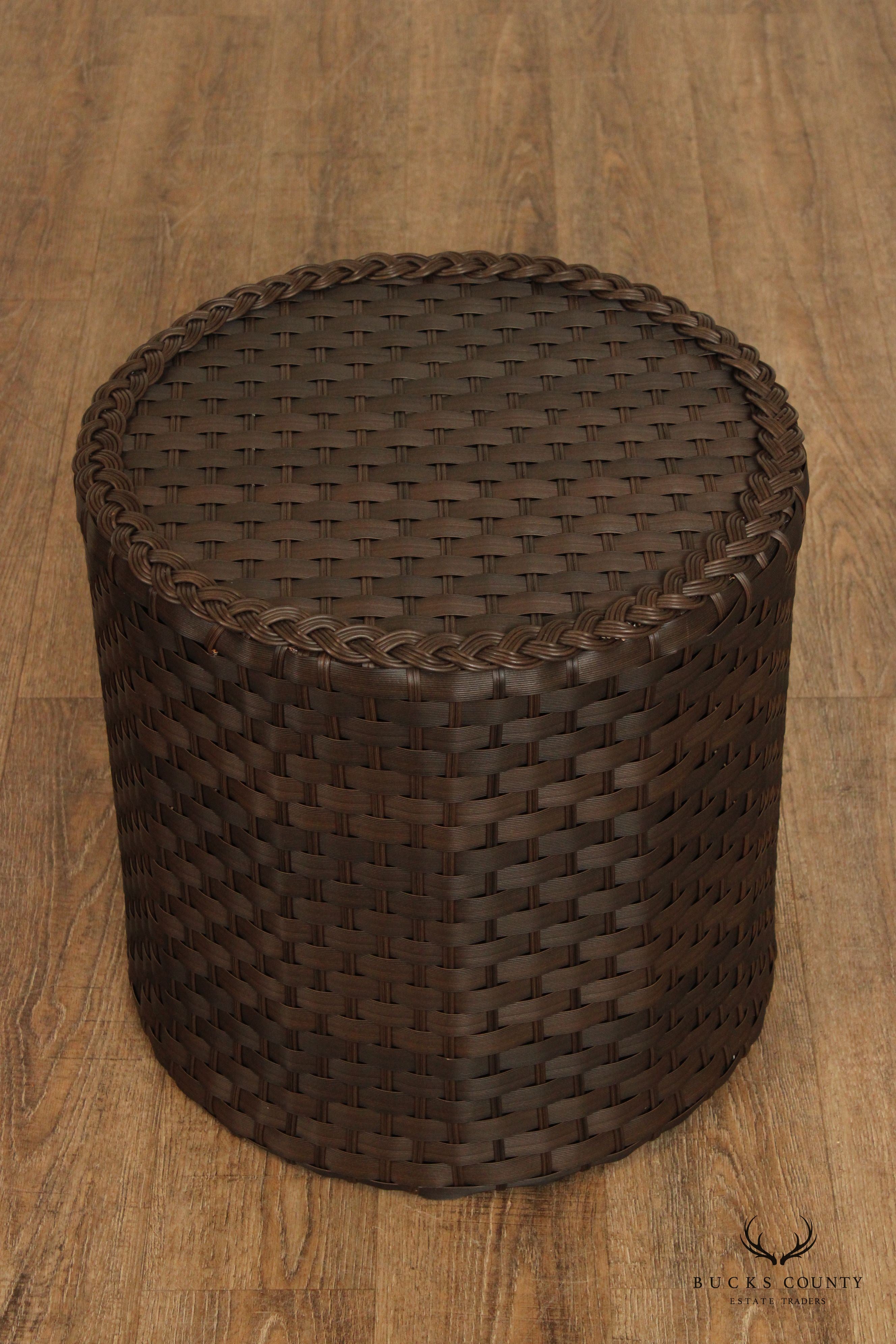 Pair of Outdoor Wicker Patio Stools or Tables