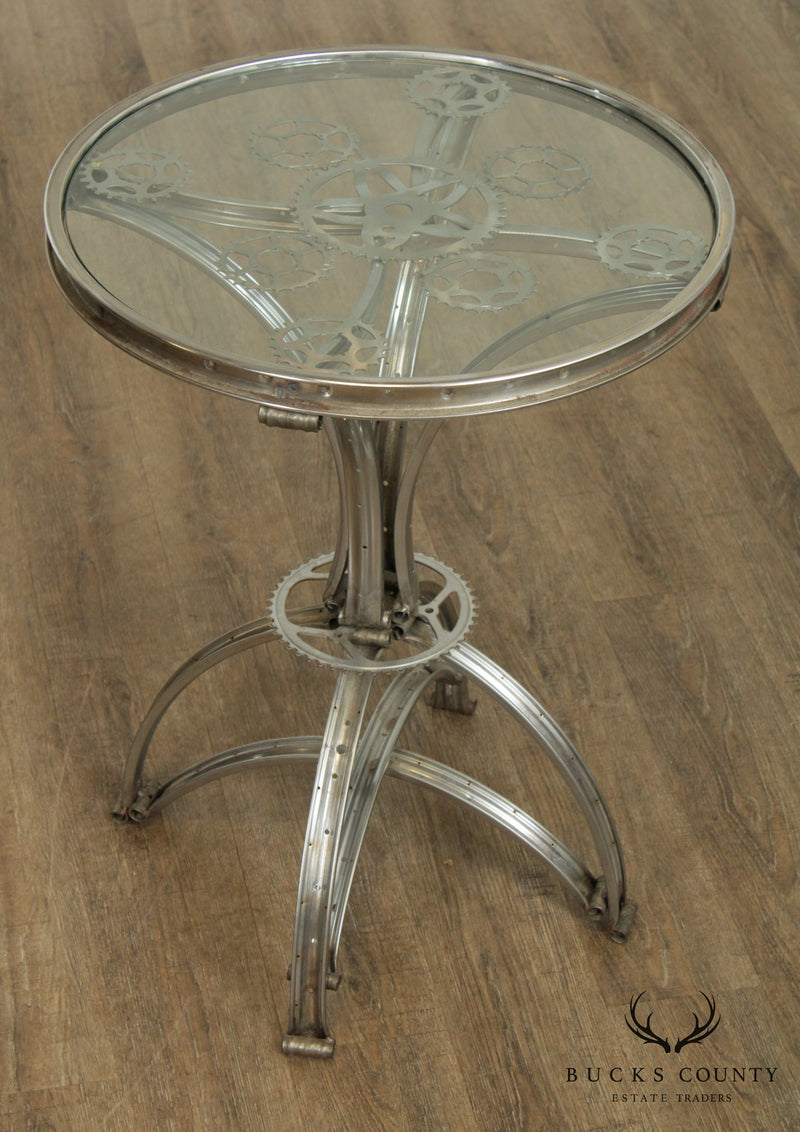 Vintage Assemblage Rim And Sprocket Side Table